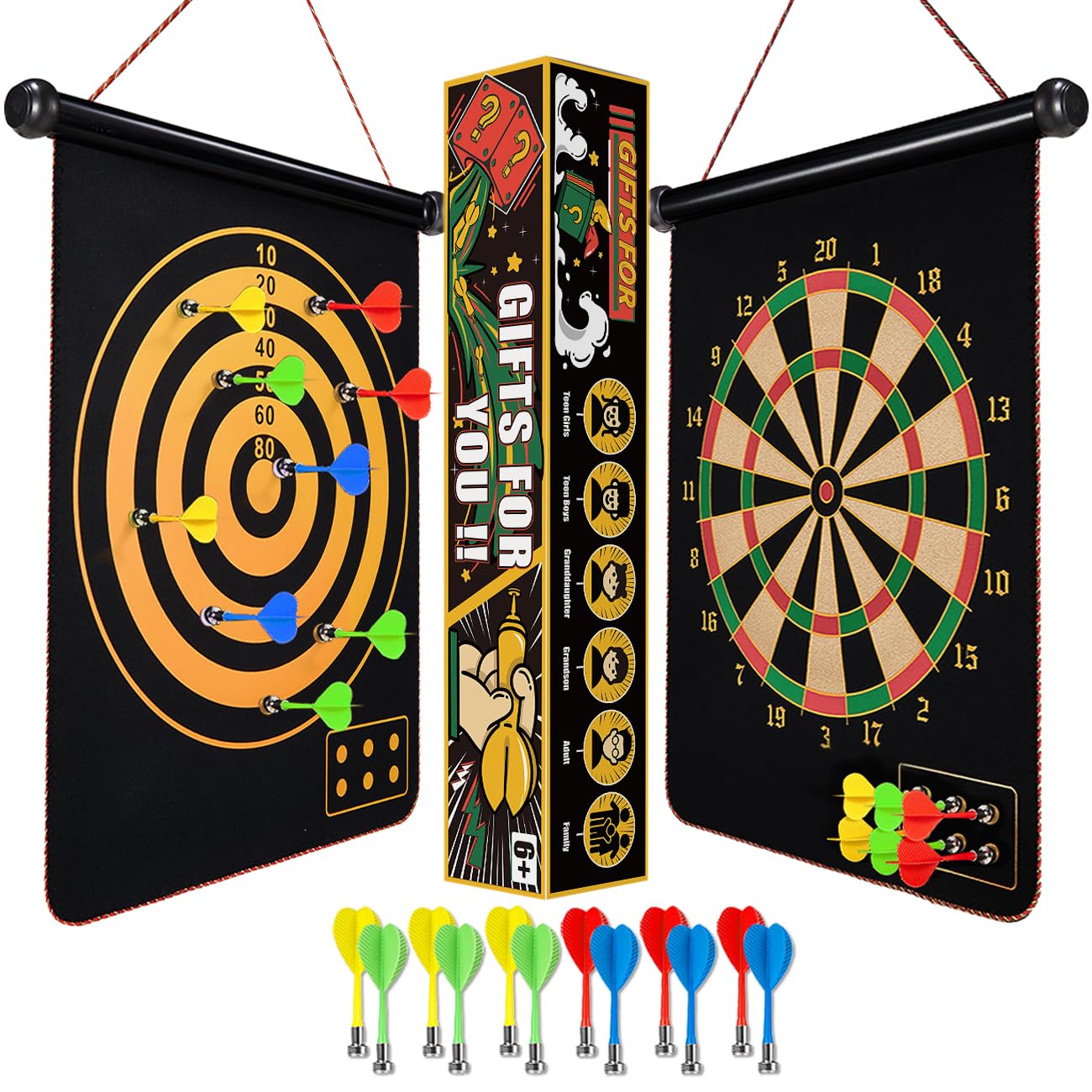 Givevan Magnetic Dart Board for Kids, Gifts Ideas for Teenage Boys Girls, Dartboard Games, Toys for Teen Age 6 7 8 9 10 11 12 13 14 15 16 Years, Cool Stuff for Christmas, Room Decor