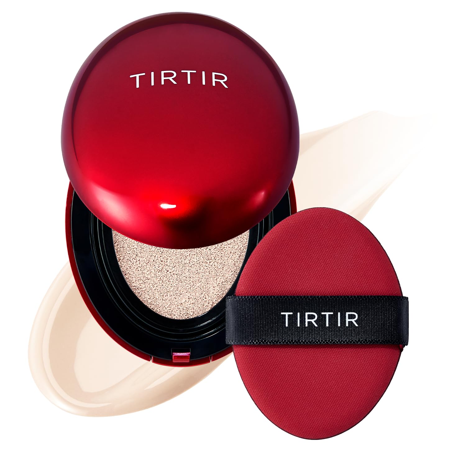 [*Mini Size*] TIRTIR Mask Fit Red Cushion Foundation | Full coverage, Weighless, Skin fit, Satin Glow Finish, Korean cushion foundation (#10C Shell, 0.15 Fl Oz)