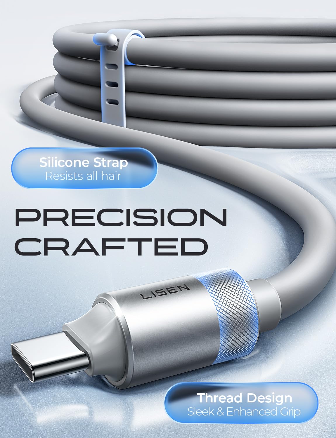 LISEN USB C Cable 10FT, Chubby 100W USB C to USB C Fast Charging Cable, Soft Silicone Long USBC to USBC for iPhone 17 Air 16 15 Pro Max, Samsung S25, MacBook Pro/Air, Switch 2, iPad