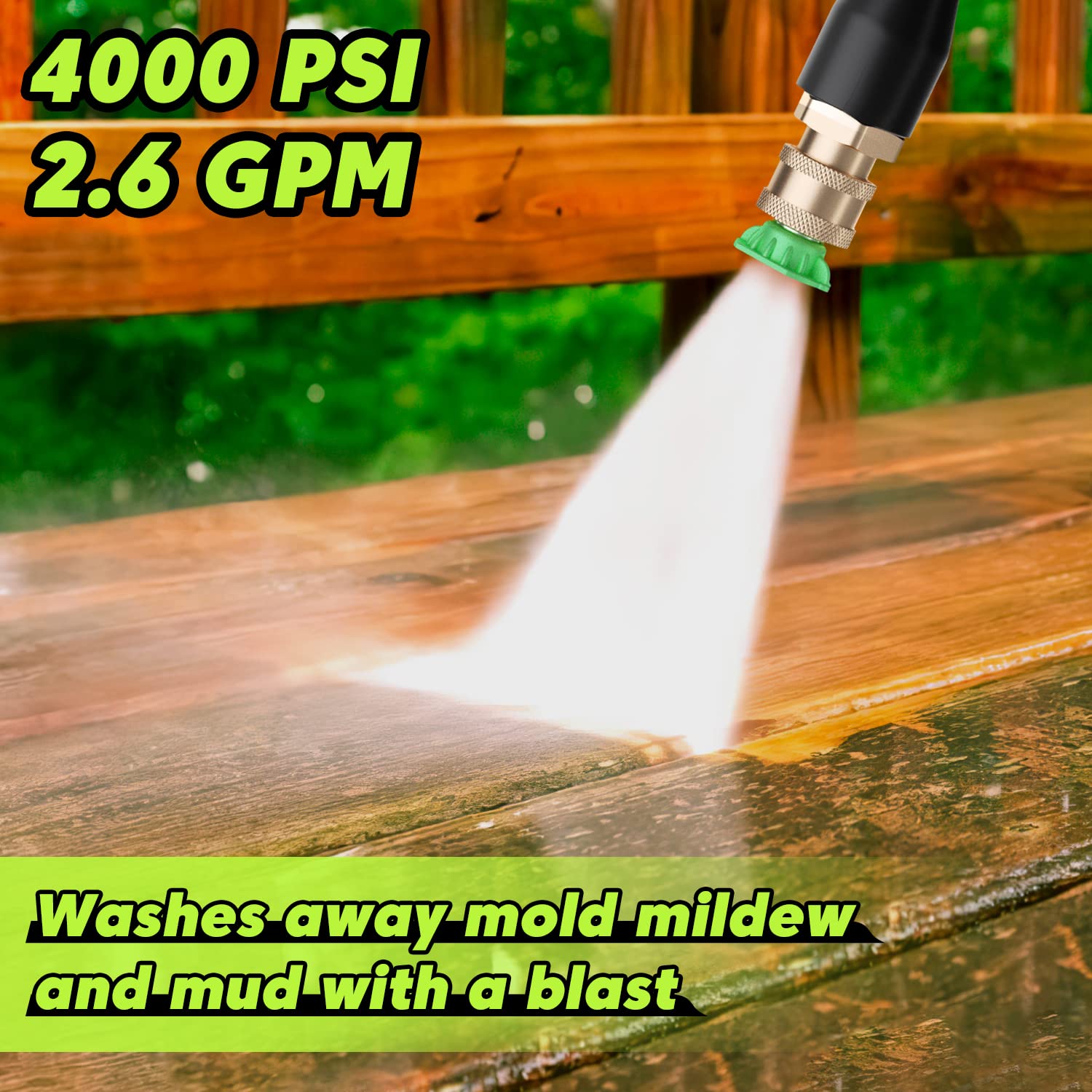 PowRyte Electric Pressure Washer with Hose Reel, Foam Cannon, 4 Different Pressure Tips, Power Washer, 4000 PSI 2.6 GPM