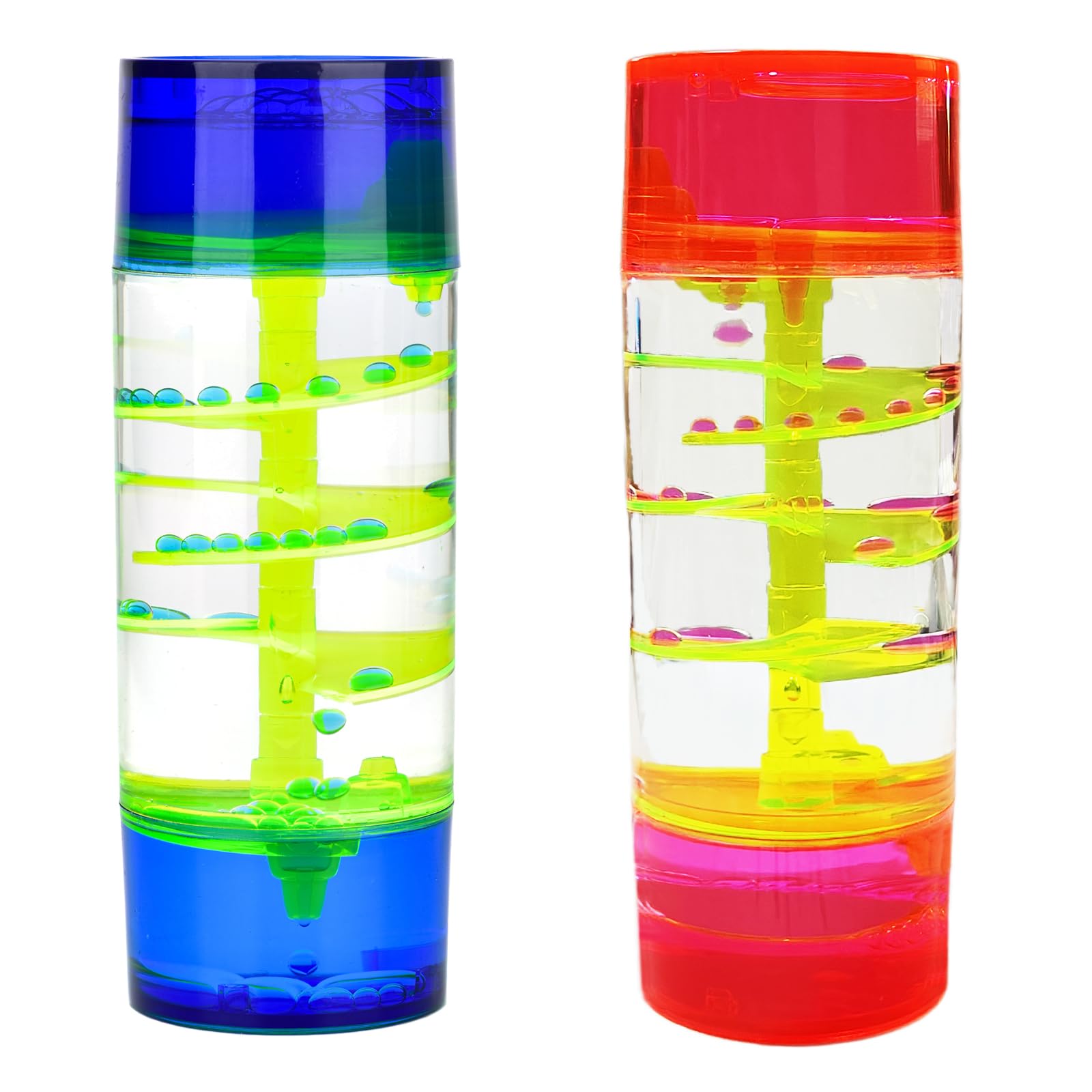 CAILINK Liquid Motion Bubbler - 2 Pack Cylinder Liquid Timer Fidget Sensory Toy - Stress Management for Kids and Adults - Calming Relaxing Home Office Desk Decor