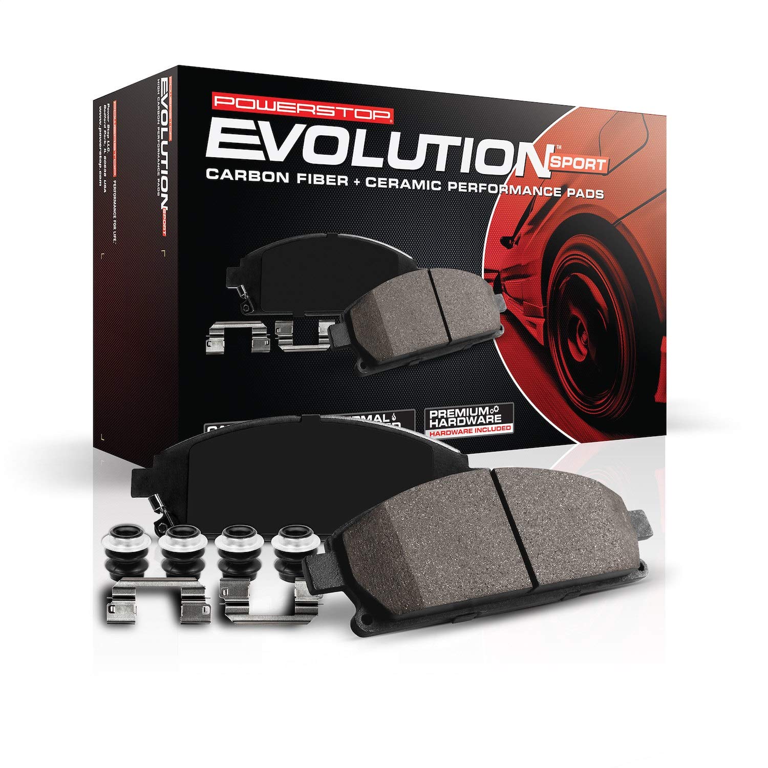 Power Stop Z23-1761 Rear Z23 Evolution Sport Carbon Fiber Infused Ceramic Brake Pads with Hardware