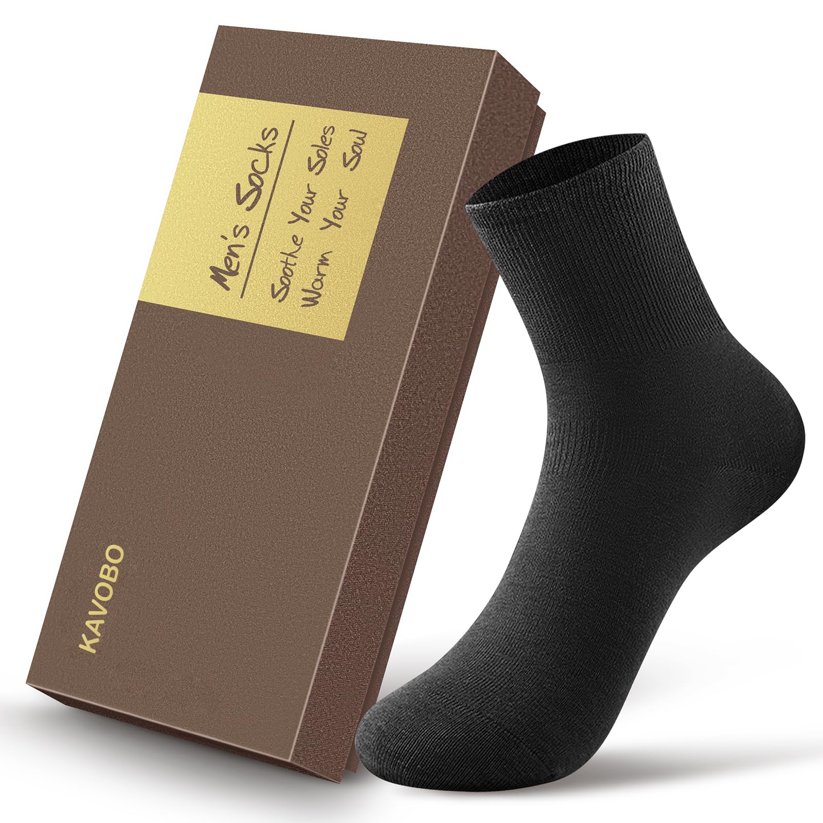 KAVOBO Men's Silver Ion Moisture Wicking Socks - Odor Control Defense Mid-Calf, Breathable Cotton Gift Pack