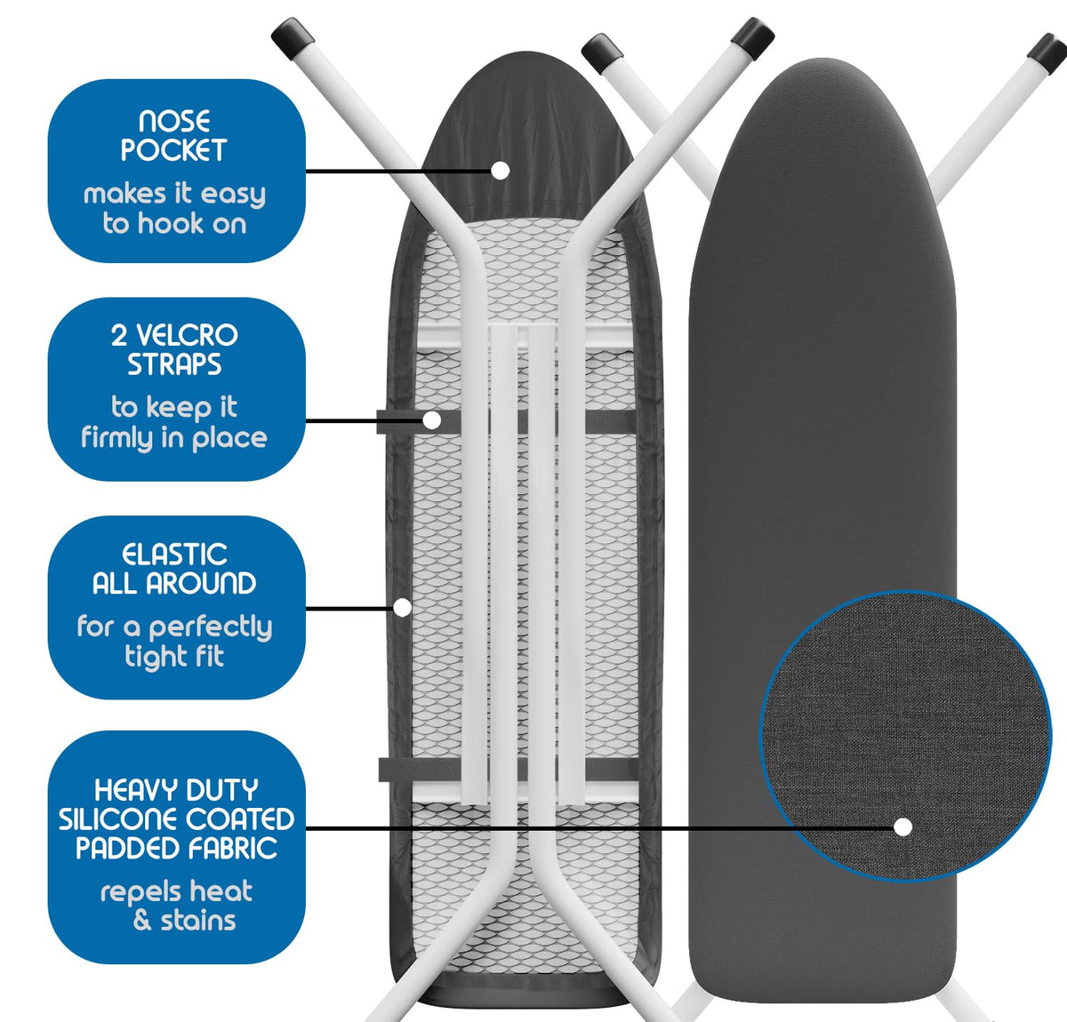 Set of 3 Ironing Board Holder Wall Mount & Over The Door Hanger, Laundry Room Ironing Board & Iron Hanger, Storage Caddy Iron Holder T&V Shaped Ironing Board Cover and Pad Set Full Size Iron Holder