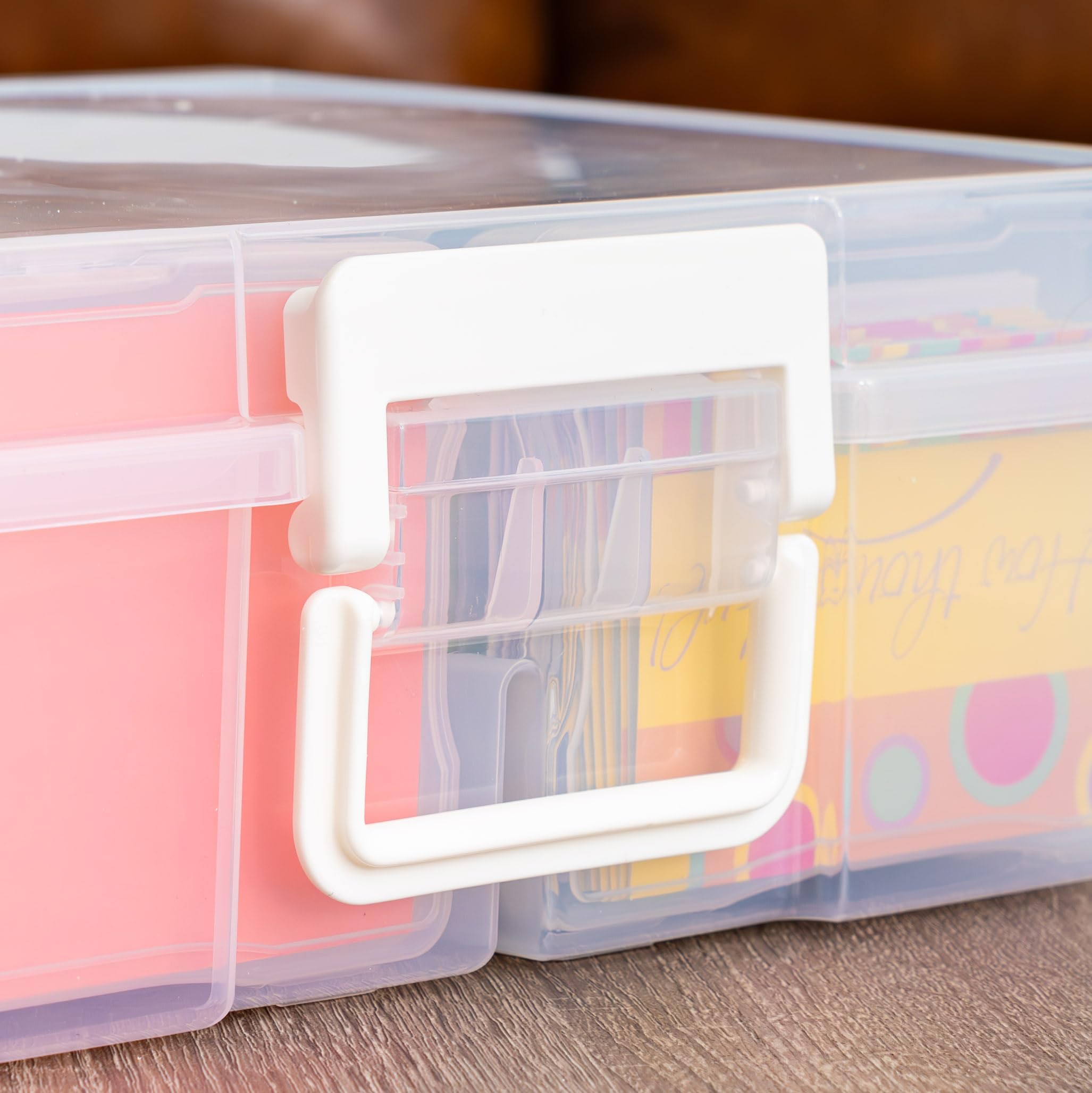 IRIS USA 4"x 6" Photo Storage Box Container Keeper Organizer, 1-Pack, Main Container with 16 Organization Cases for Pictures Crafts Scrapbooking Stationery, Protection Organization, Clear