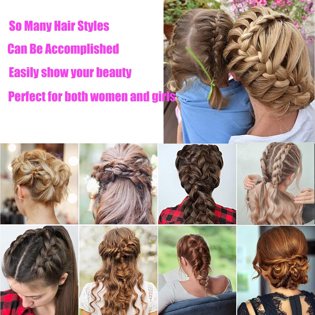 Vrose Flosi Topsy Tail Hair Tool Hair Pull Through Tool Hair Loop Styling Tool - Ponytail Maker French Braid Loop For Hair Styling Gifts For Women Who Have Everything - Braiding Hair Supplies