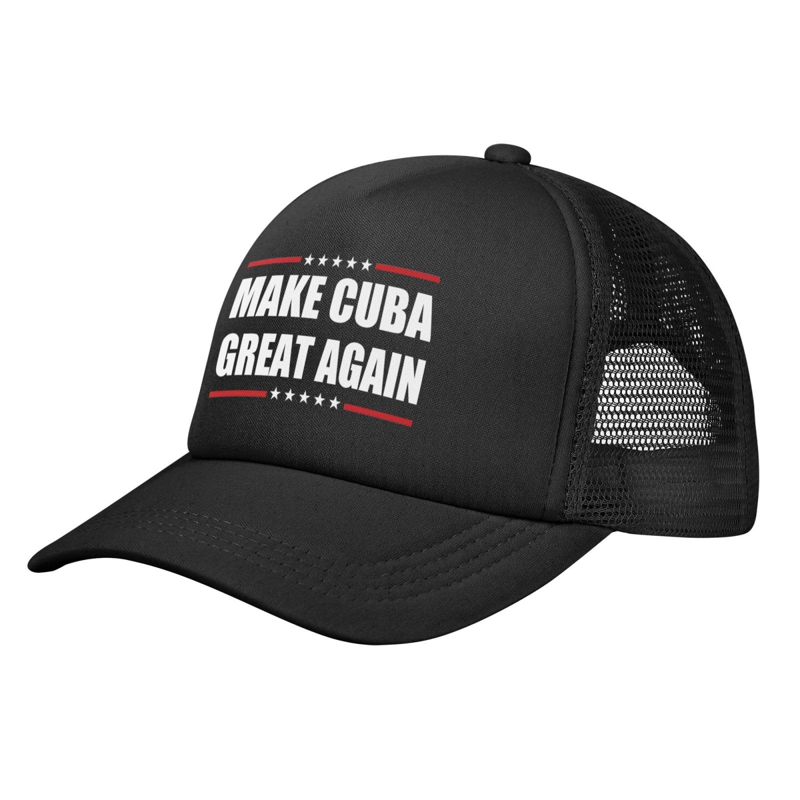 Men Hat Make Cuba Great Again Mesh Trucker Hat Baseball Cap Women Cowboy Hats Adjustable Golf Dad Hats Black -8