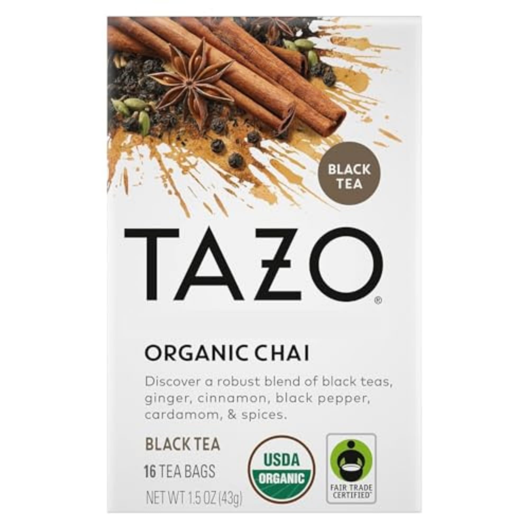 TAZO Tea, Organic Chai Black Tea Bags, 16 Total Tea Bags