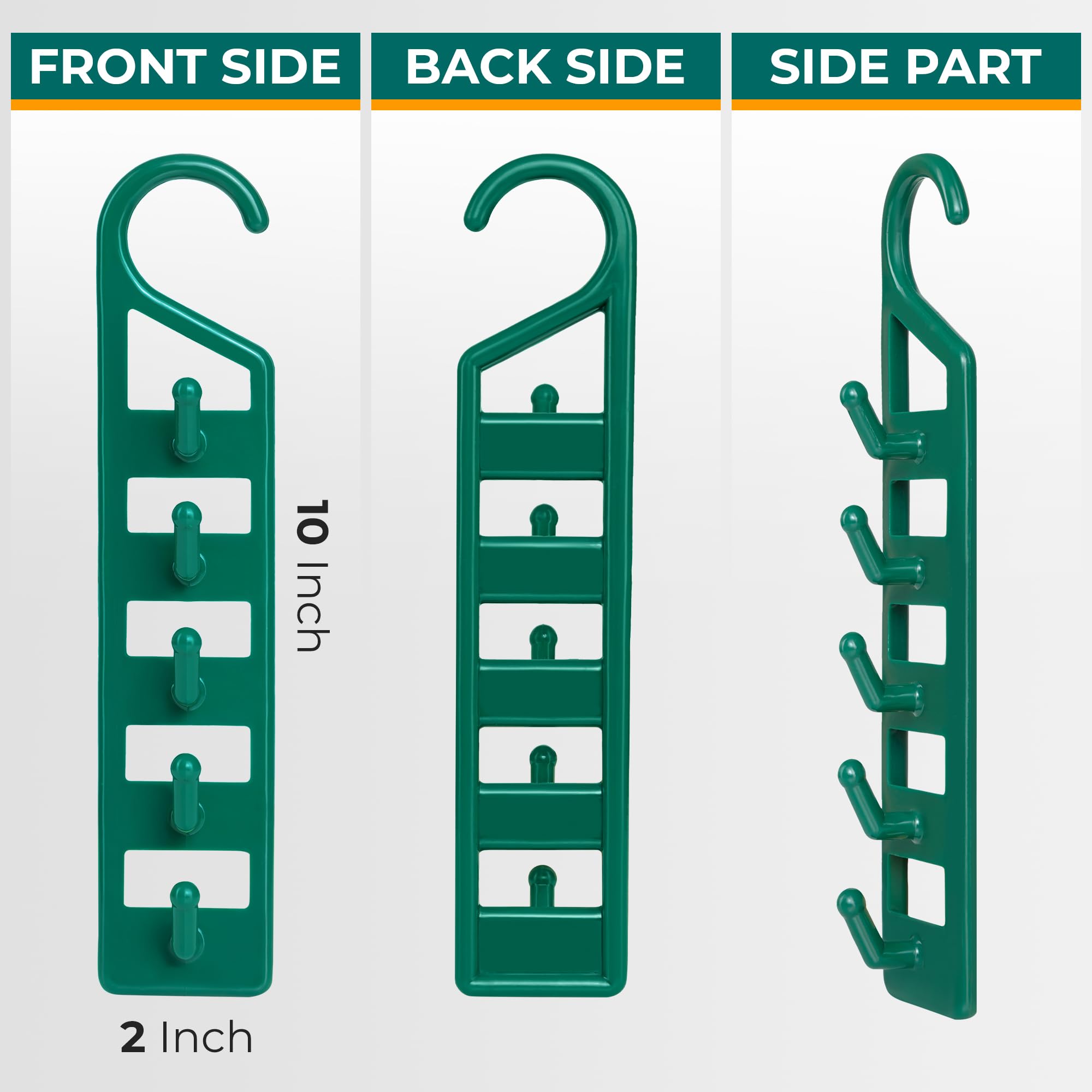 CraftyCrocodile Space Saving Hangers for Clothes - 10 in Pack, Heavy Duty Plastic, Multi Closet Space Savers for Shirts, Pants, Jeans, Sweaters - Hanger Organizer Space Saver