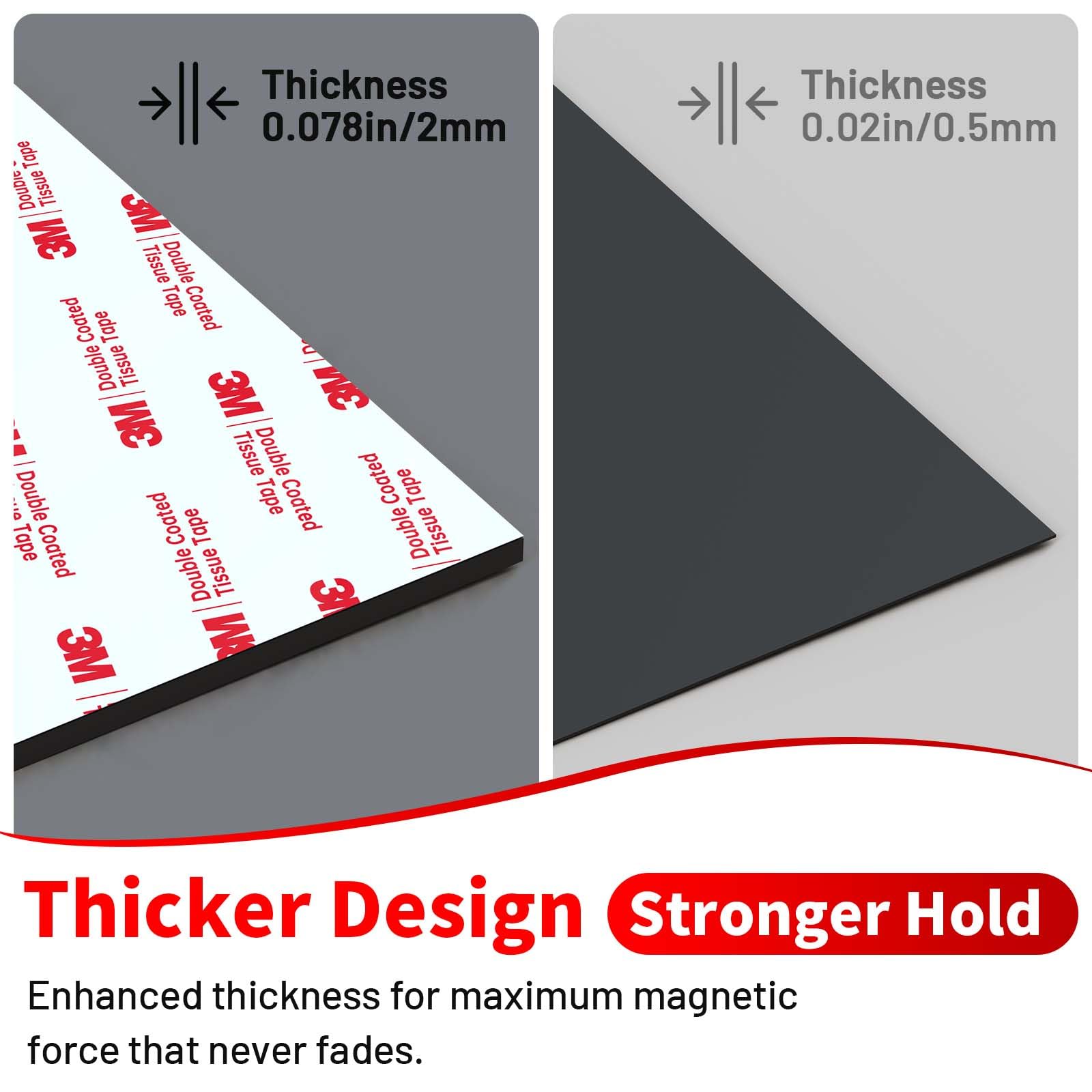 PHIXBEAR Heavy Duty Magnetic Sheets with Adhesive Backing,High Magnetic Strength with 2mm Ultra-Thick Flexible Material, Easy to Cut for DIY, Crafts,Fridge, Storage,Mirror Decoration(8.28" x 11.7")