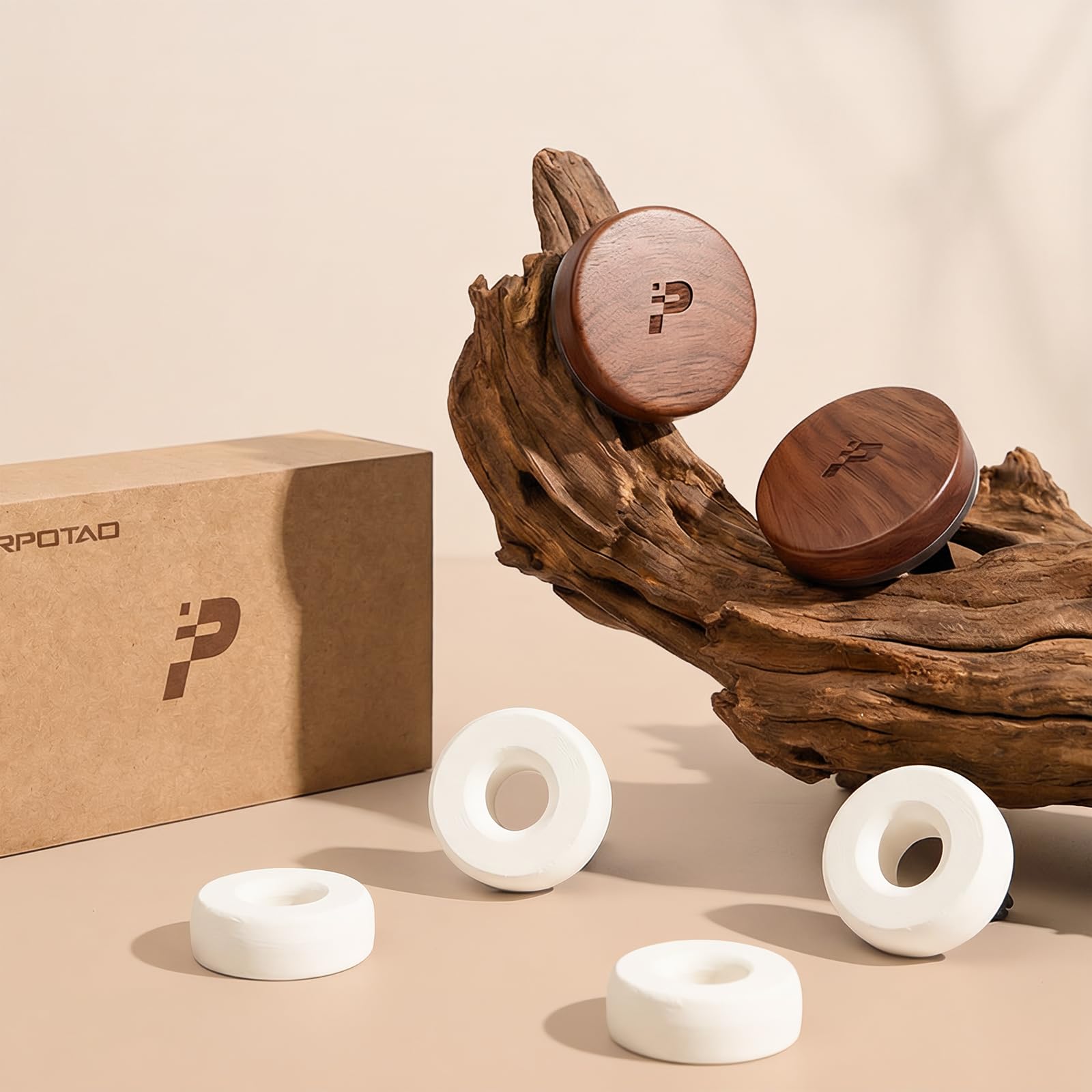 PERPOTAO Wooden Car Air Freshener for Vent, Refillable Essential Oil Diffuser Clip, Long-Lasting Natural Scent, Sustainable Wood & Metal Luxury Auto Deodorizer -Pine scent