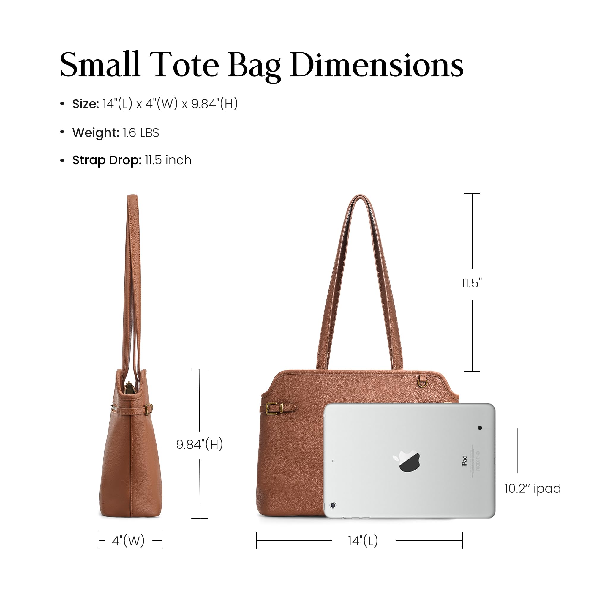 befen Soft Real Leather Small Tote Bag for Women Work, Womens Designer Totes Purse Handbags with Top Handles Satchel Purses Cognac Brown