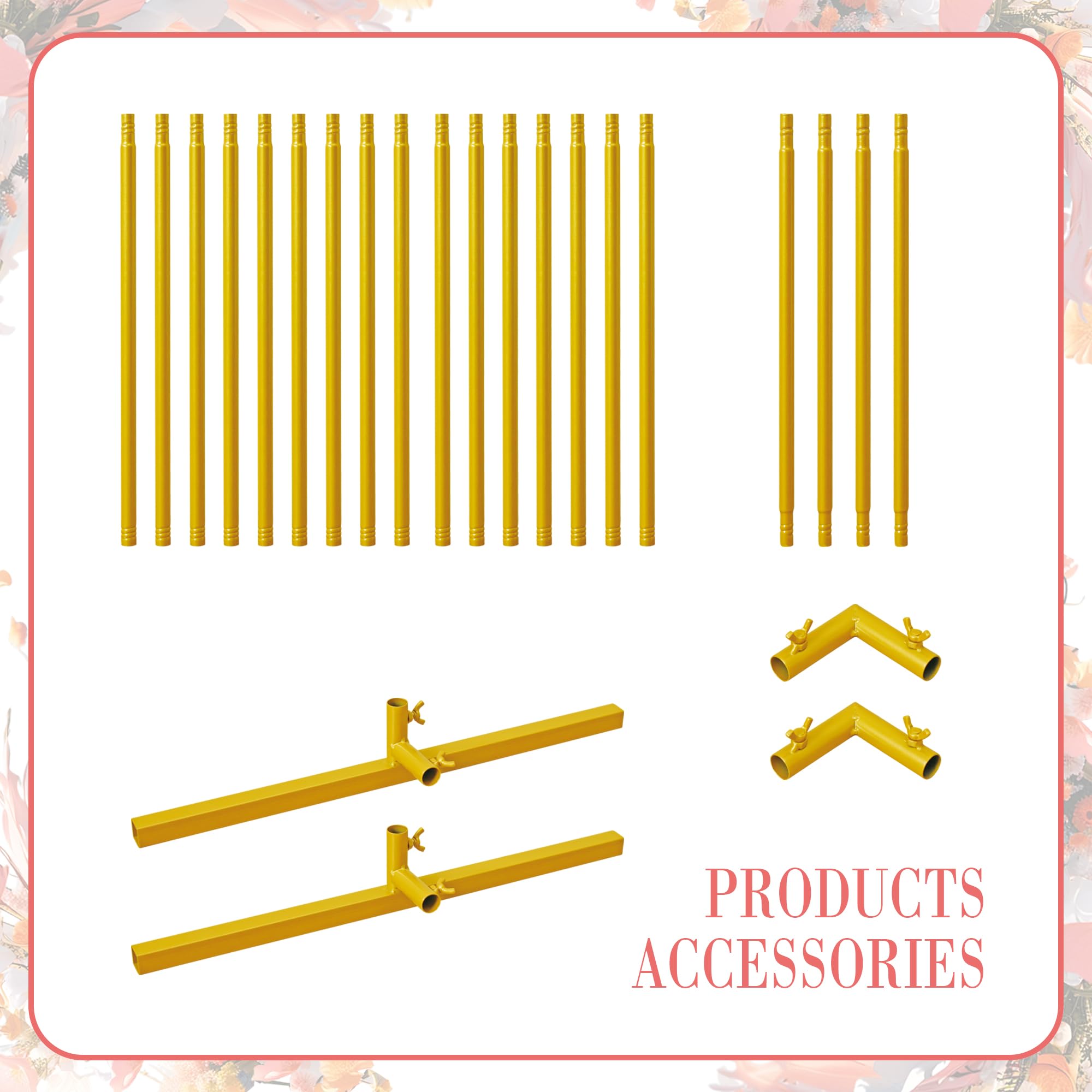 Xizlapu 6.6FTx6.6FT Wedding Arch Backdrop Stand Square Gold Metal Balloon Arch Frame for Ceremony Anniversary Garden Arbor Outdoor Baby Shower Photo Booth Photo Booth Background