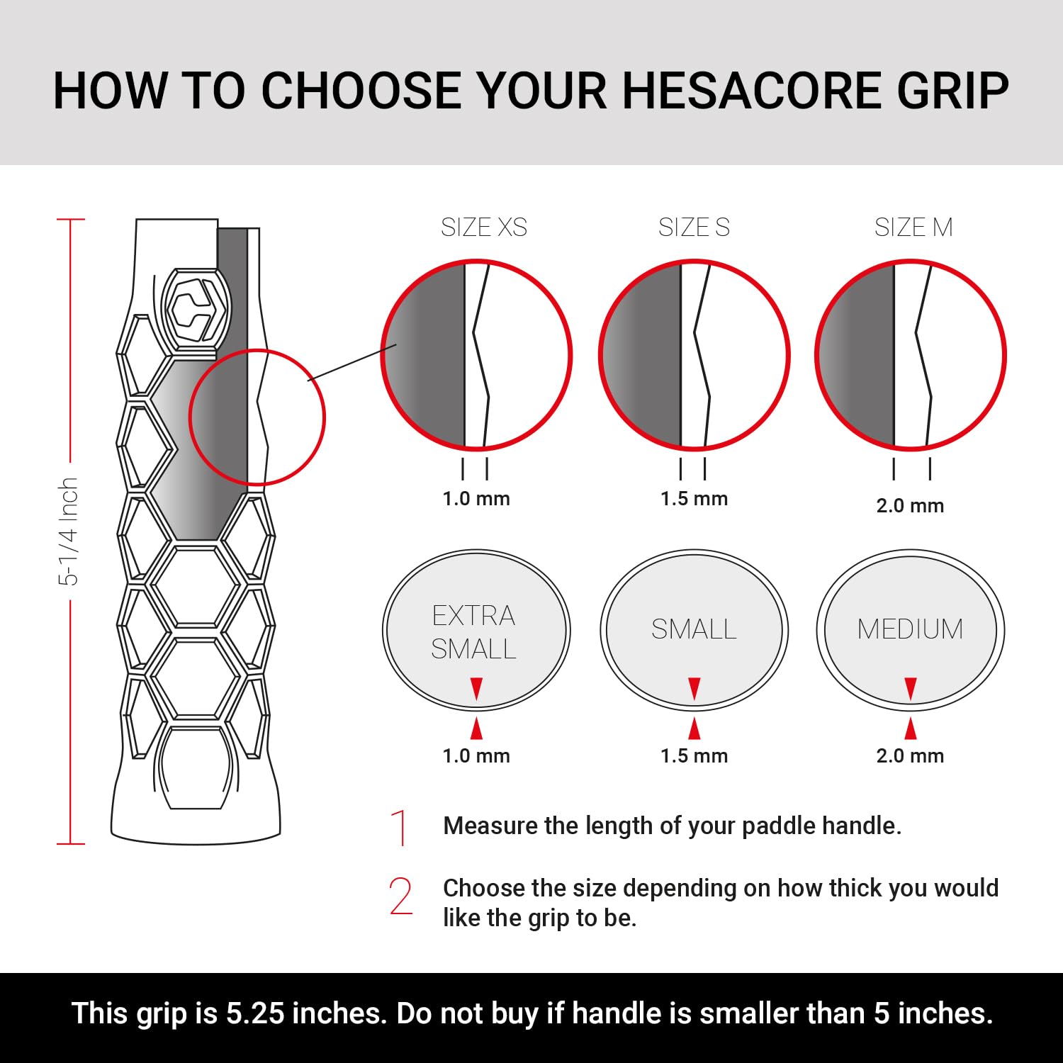 Hesacore Pickleball Paddle Grip - 5.25in - Supports Tennis Elbow, Enhances Grip Strength, Reduces Vibration with Finger Support and Anti-Sweat - Medium