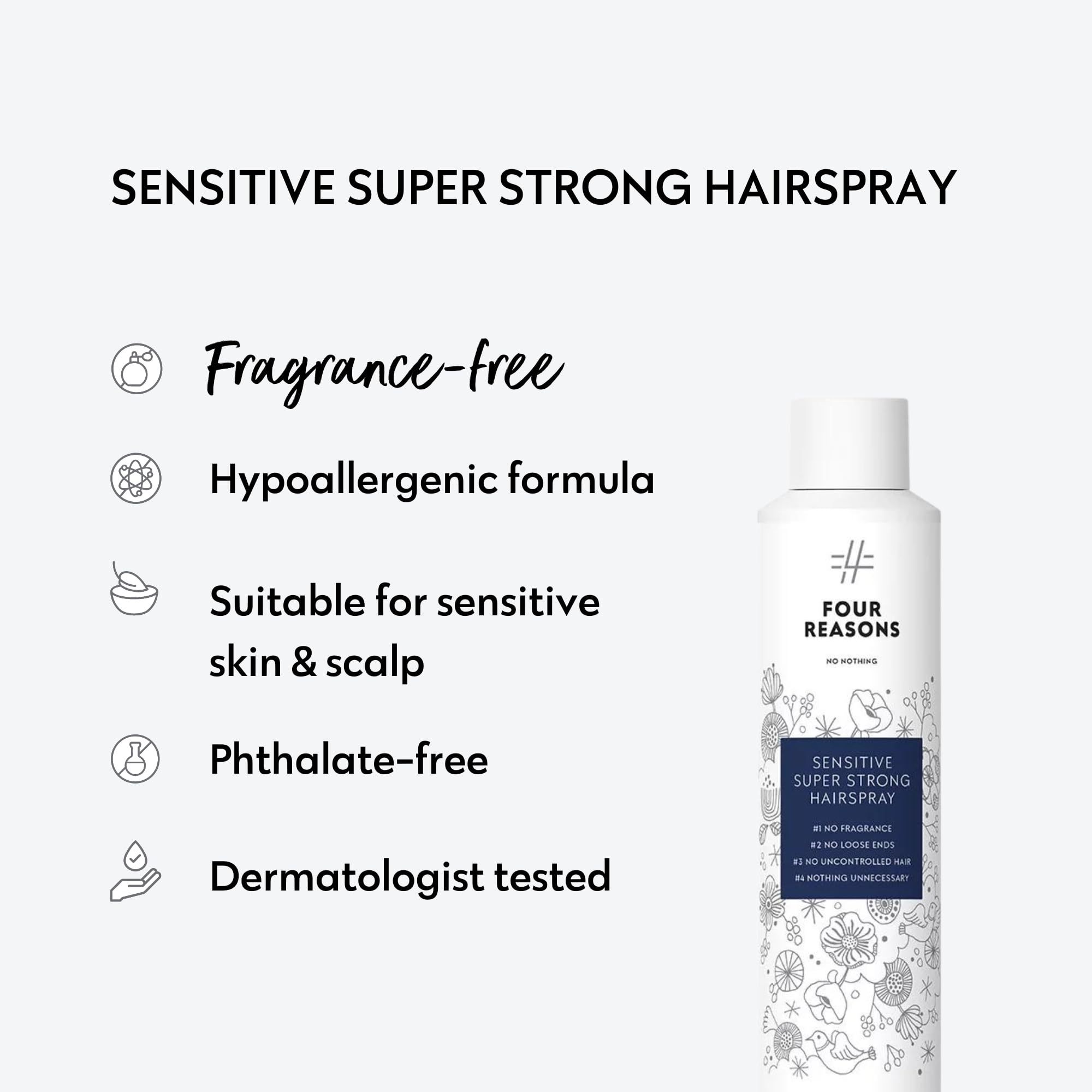 No nothing Sensitive Unscented Hairspray with Extra Hold - Finishing Spray for Styling with Humidity Protection - Fragrance Free & Hypoallergenic - 7.55 oz (New Packaging)