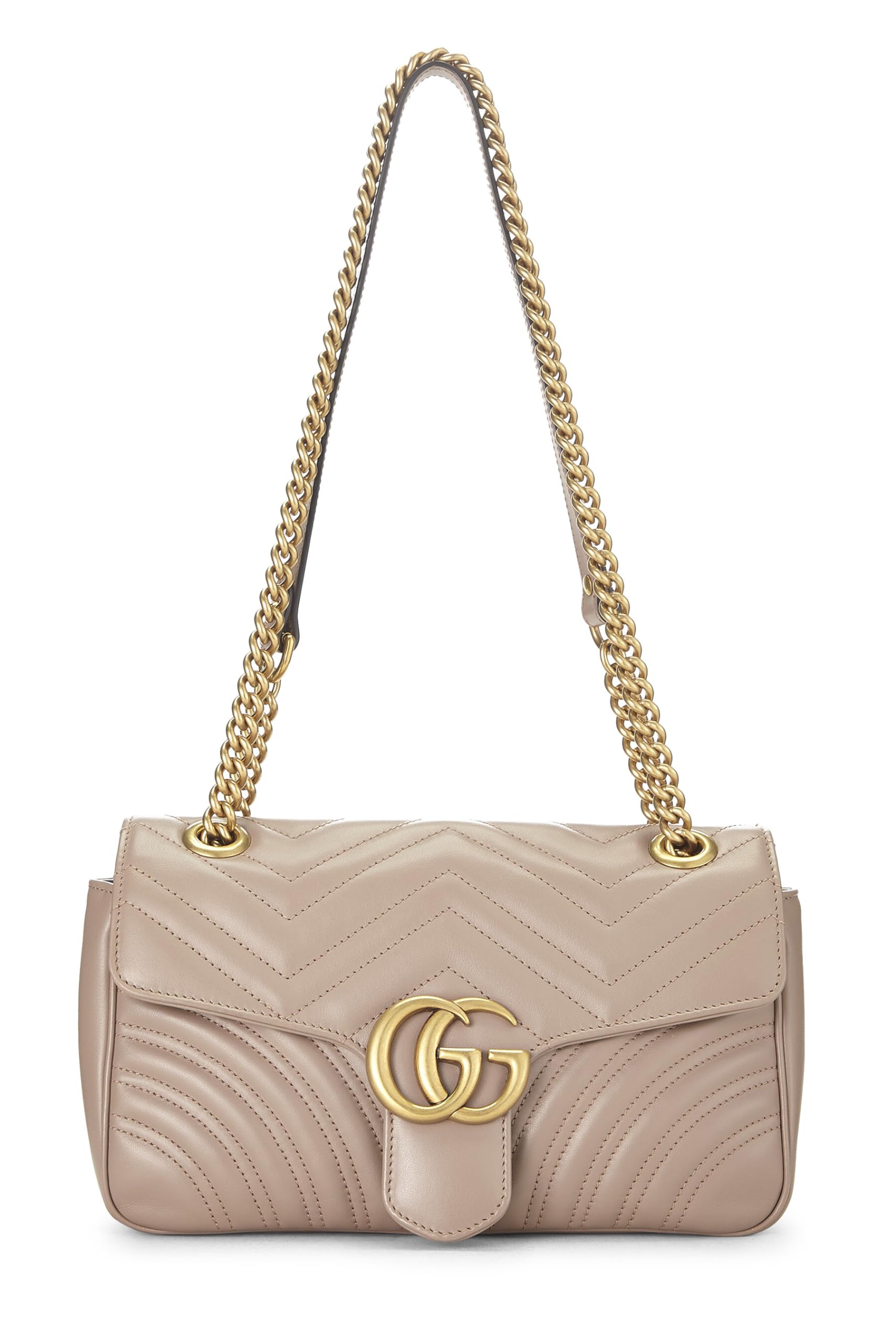 Gucci, Pre-Loved Beige Leather GG Marmont Shoulder Bag Small, Beige