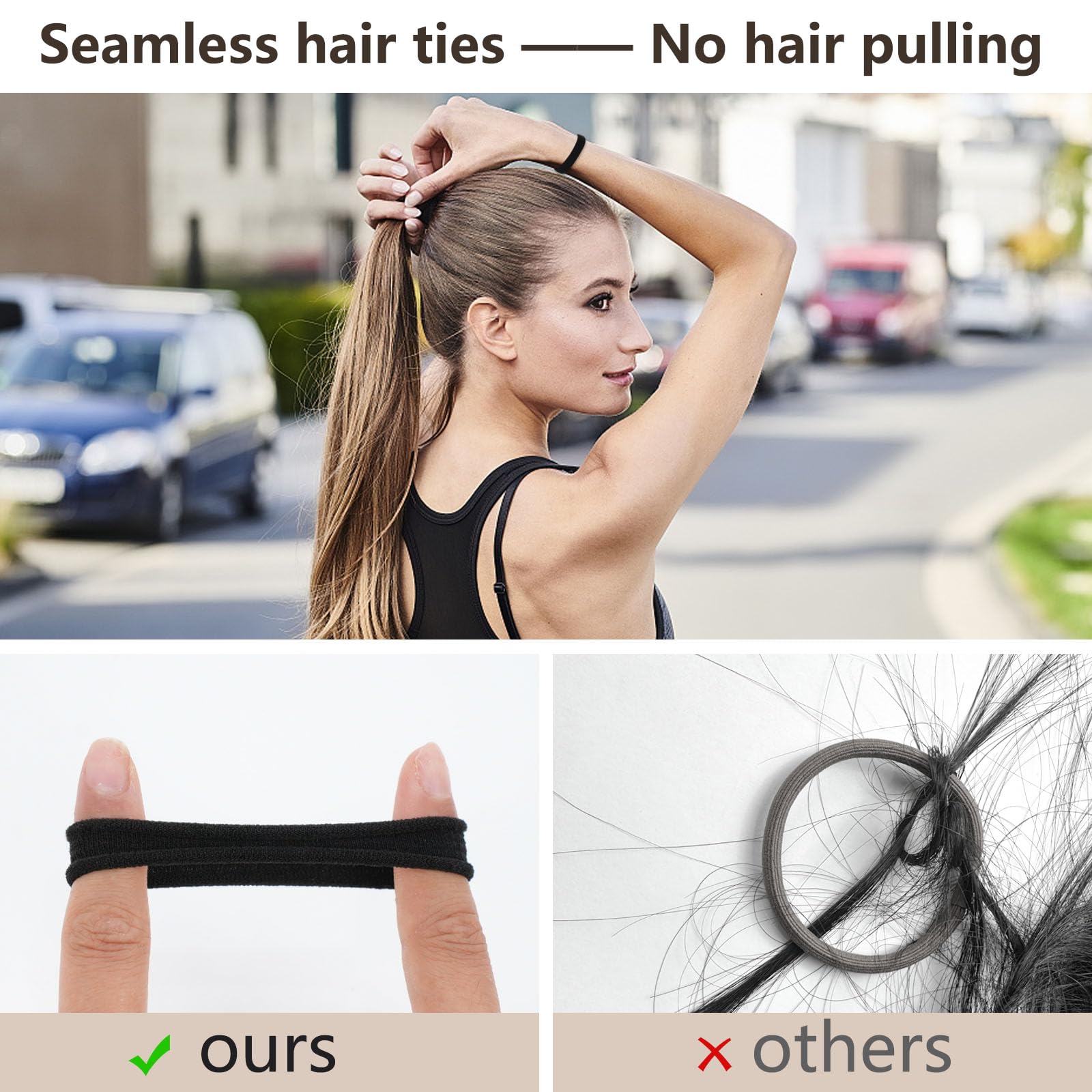 FVOLREM Hair Ties, 190PCS Hair Ties No Damage, Hair Elastics Hair Accessories for Women Girls, Thick Seamless Hair Ties, Neutral Color