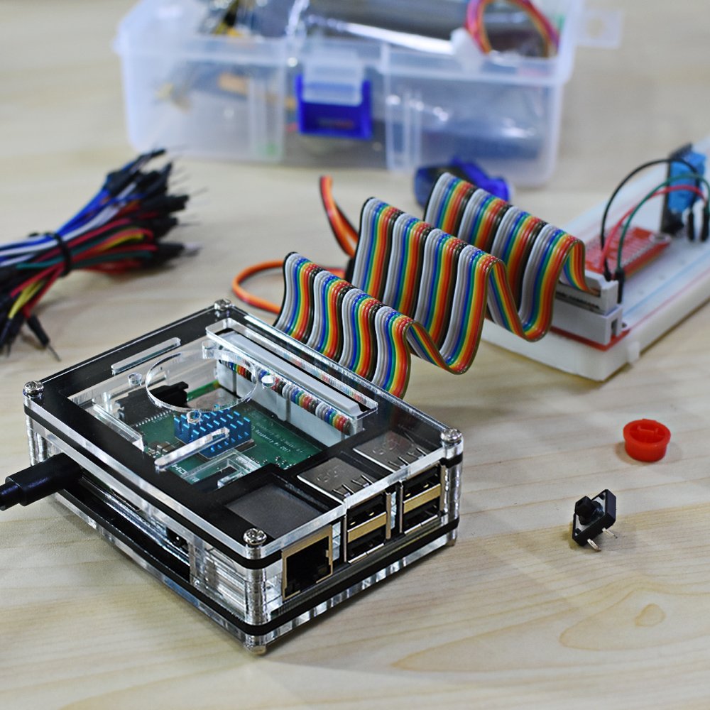 Miuzei Raspberry Pi 3 B+ Case with Fan Cooling Pi 3B Case with 3 Pcs Heat-Sinks 5V 3A Power Supply for Raspberry Pi 3 B+ (B Plus) 3B (No Raspberry Pi Board)