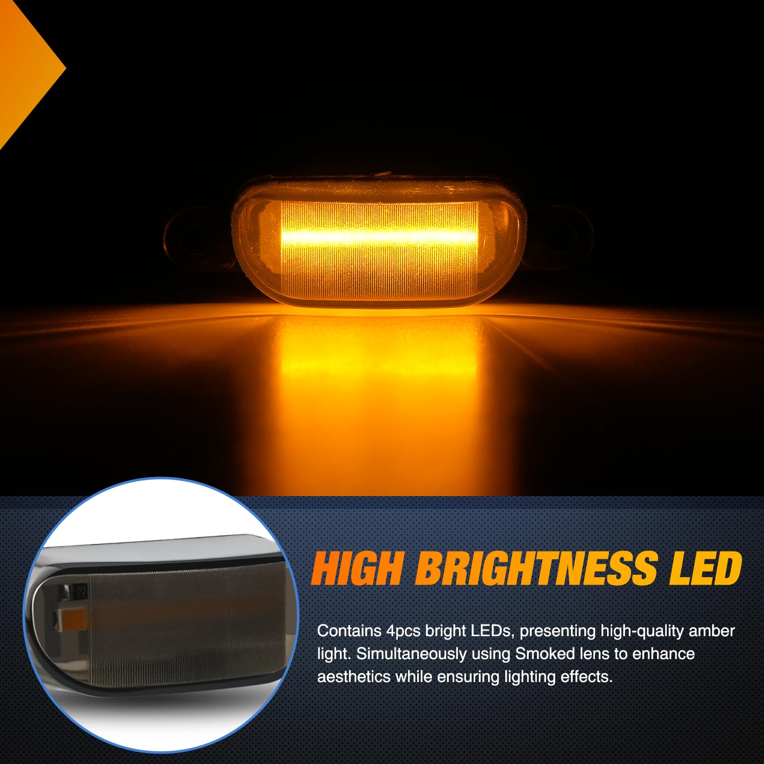 Nilight Front Grille Marker Light 3PCS 4LED Amber LED Light Smoked Lens Waterproof Compatible with 2004-2019 Ford F-150 Raptor and 2013-2018 Dodge Ram 1500 Raptor Aftermarket Grille