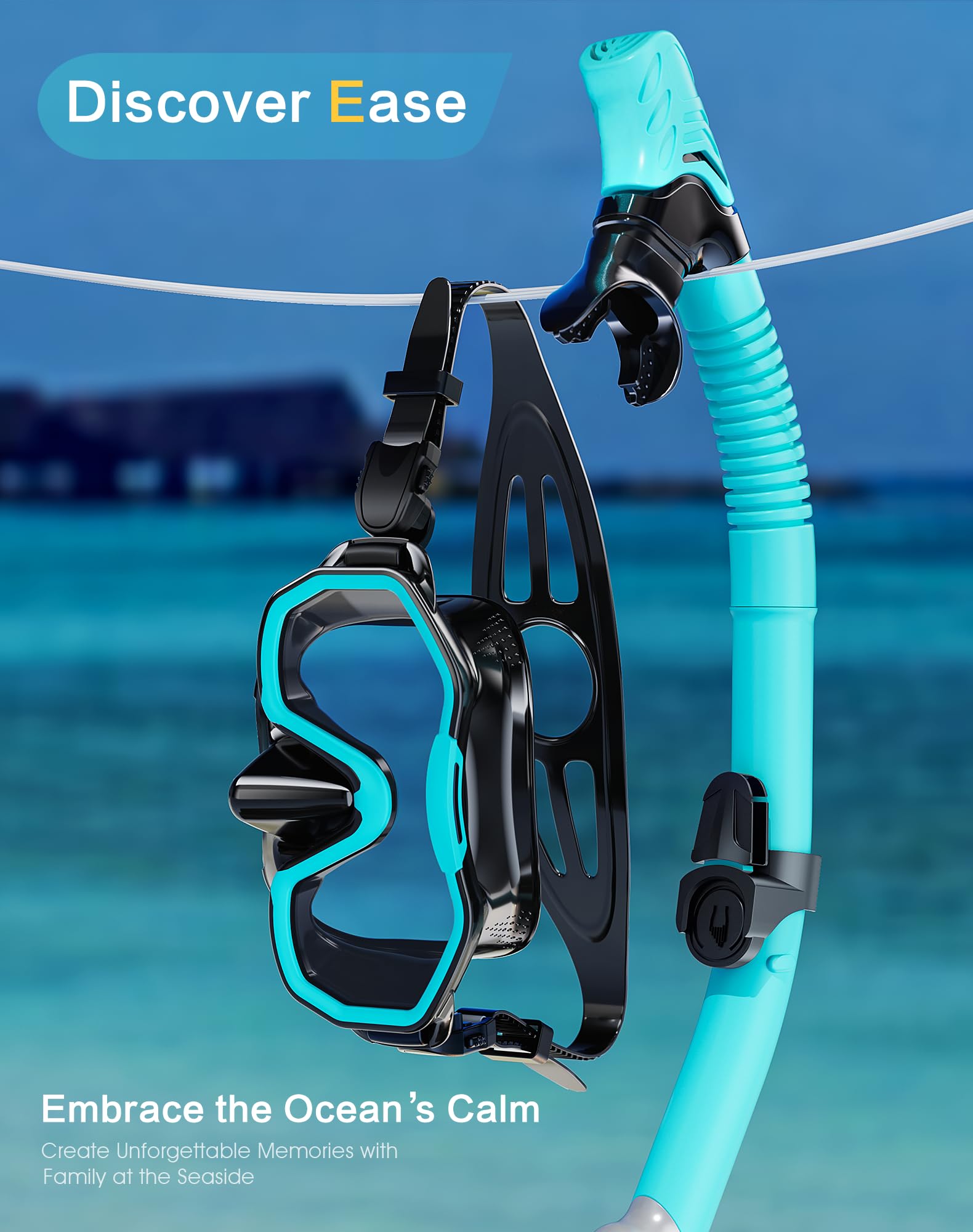 Snorkeling Gear for Adults, Kwambiri Dry-Top Snorkel Set, 186°Panoramic Wide View Diving Mask Breathing Freely Snorkel Mask for Snorkeling Scuba Diving Swimming Travel（Adults）