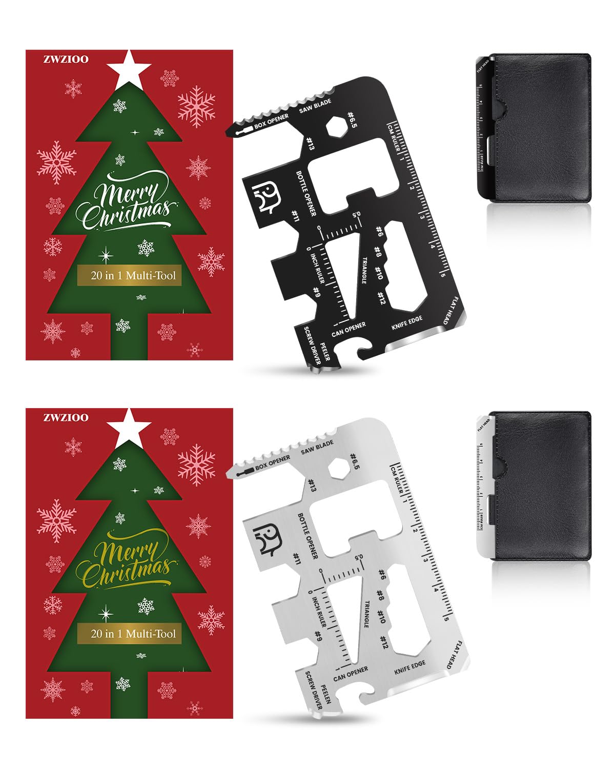 ZWZIOO Stocking Stuffers for Adults Men Women, Gifts for Men, 20 in 1 Wallet Credit Card Multitool, White Elephant Christmas Gifts, Mens Stocking Stuffers for Him, Boys, Husband, Dad