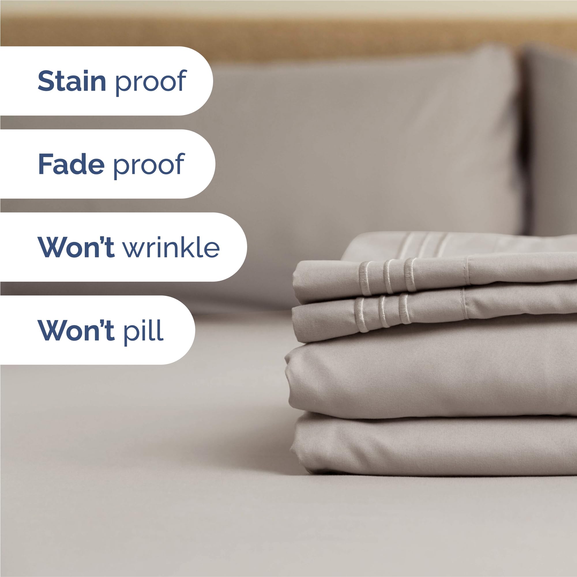 King Size 4 Piece Sheet Set - Comfy Breathable & Cooling Bed Sheets Set - Hotel Luxury Bedding for Women, Men, Kids, Teens, Boys & Girls - Deep Pockets, Soft and Wrinkle Free - Oeko-Tex - Light Grey