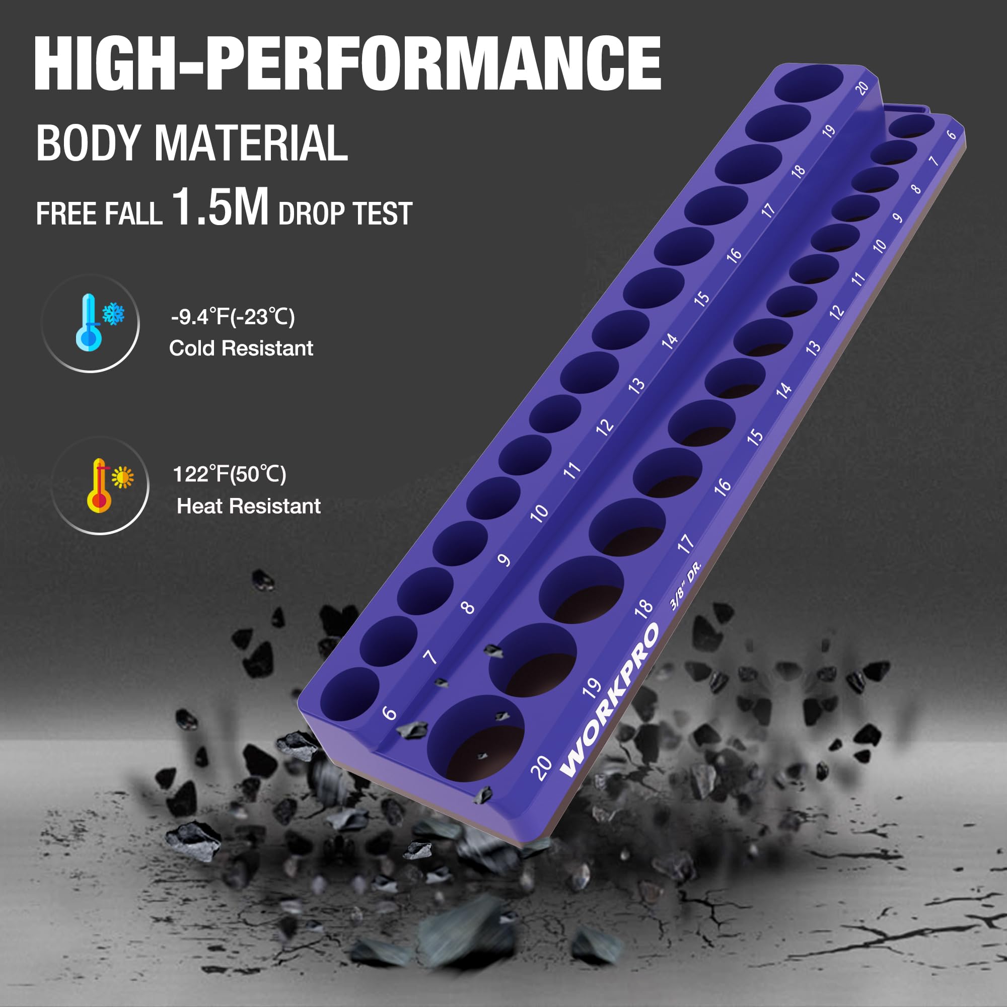 WORKPRO 32-Piece 3/8-inch Drive Metric Sockets and Ratchet-Including 30 Metric Deep and Shallow Sockets, 6-20mm with Magnetic Organizer and 72-Tooth Quick Release Reversible Ratchet for Auto Repair