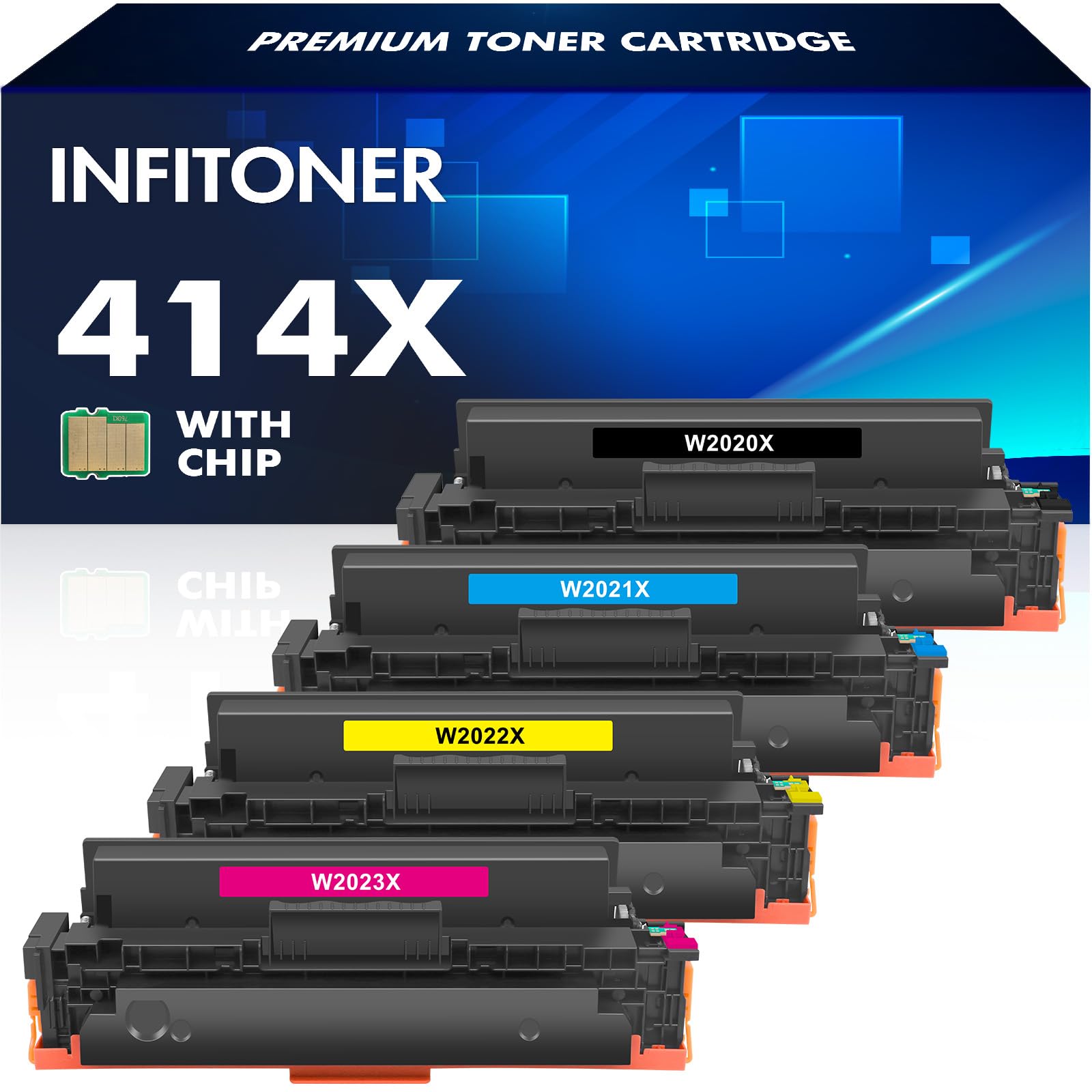 414X Toner Cartridges 4 Pack High Yield MFP M479fdw Compatible Replacement for HP 414A 414X for Color Laserjet Pro M479fdn M454dn M454dw Printer