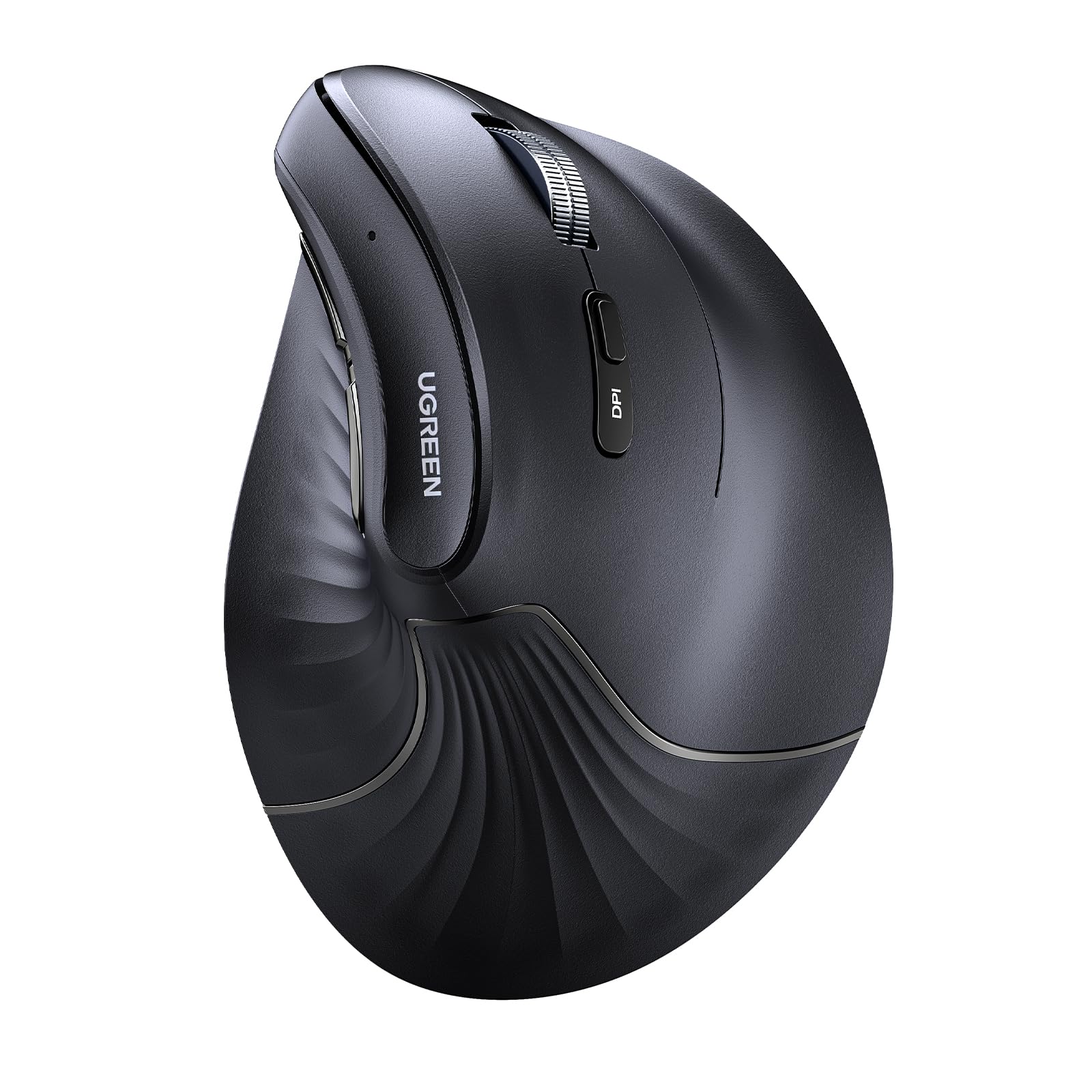 UGREEN Vertical Mouse Wireless (Bluetooth 5.0+2.4G) Ergonomic Mouse with 5 Buttons, 1000/1600/2000/4000 DPI, Prevention of Mouse Arm, Vertical Mouse Compatible with PC/Laptop/Tablet, Black