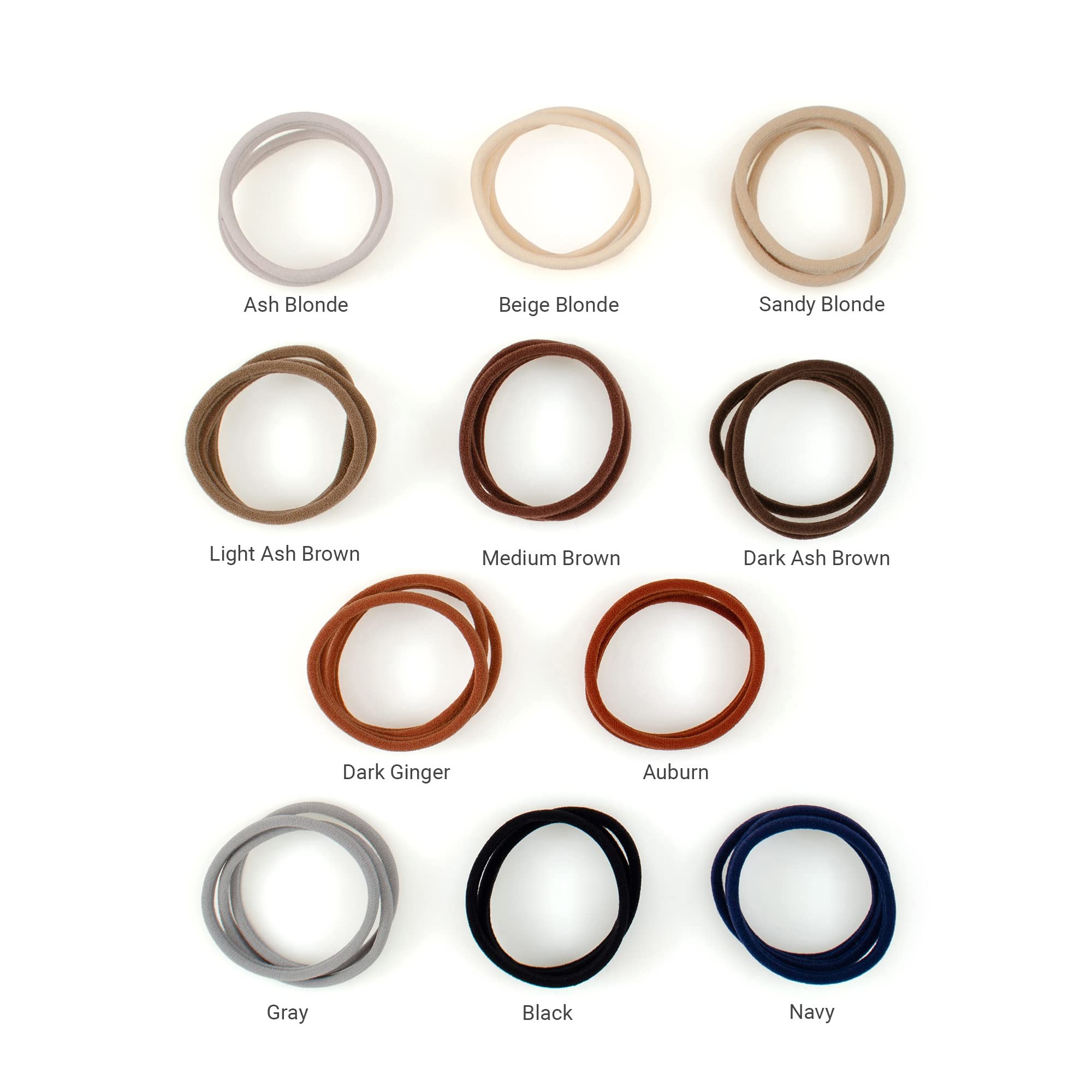 Heliums Seamless Hair Ties - Light Brown - Skinny 6mm No Damage Ponytail Holders, 1.75 Inch, Medium Hold for Thin to Normal Hair - 18 Pack