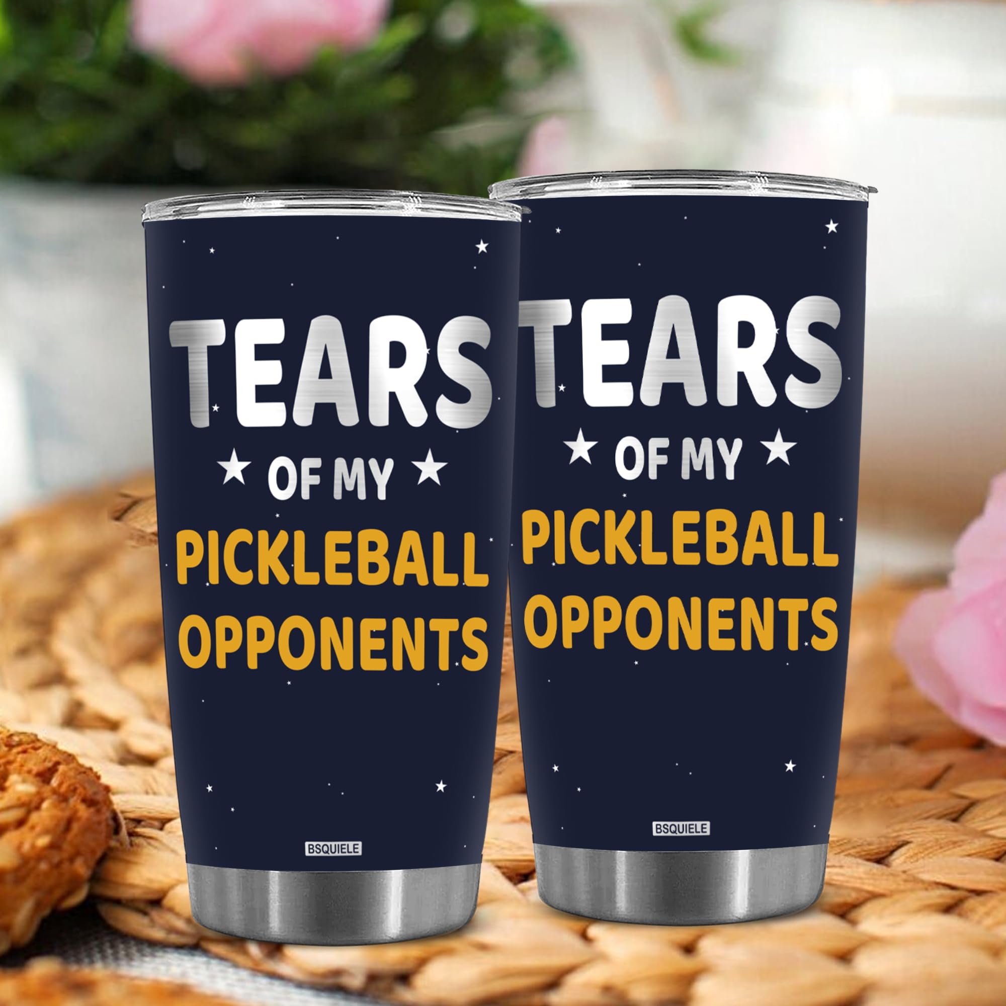 BSQUIELE Tears of My Pickleball Opponents Tumbler, Sports Player Gifts, Vacuum Insulated Stainless Steel Tumbler, Gift for Men, Funny Gift for Him, Dad, Husband on Birthday Christmas, Pickleball Gifts