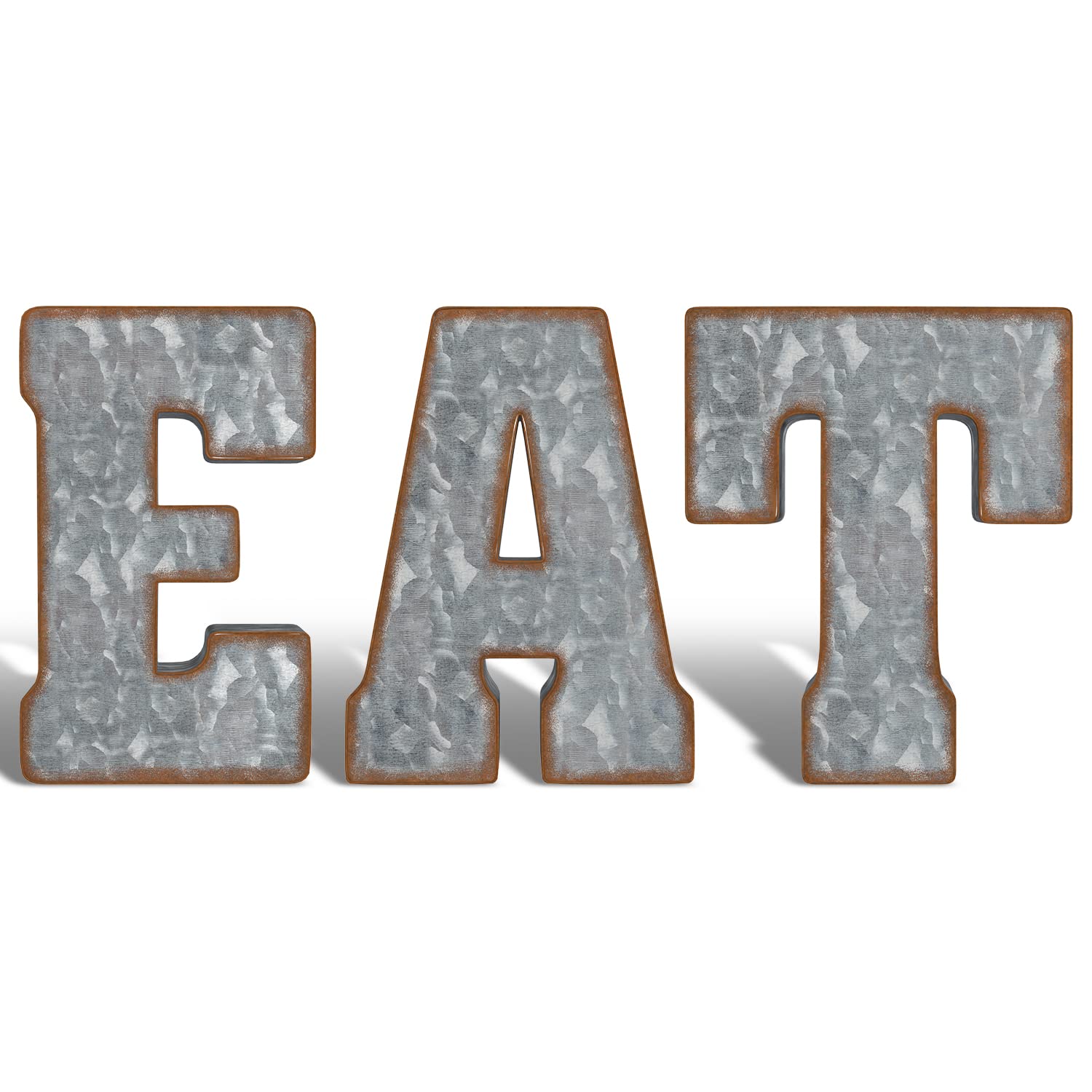 CraftyCrocodile Galvanized Metal Letters for Wall Decor - 3D Phrase EAT for Hanging or Freestanding - Unique Blend of Rustic, Vintage, Western, and Industrial Styles, Bundle