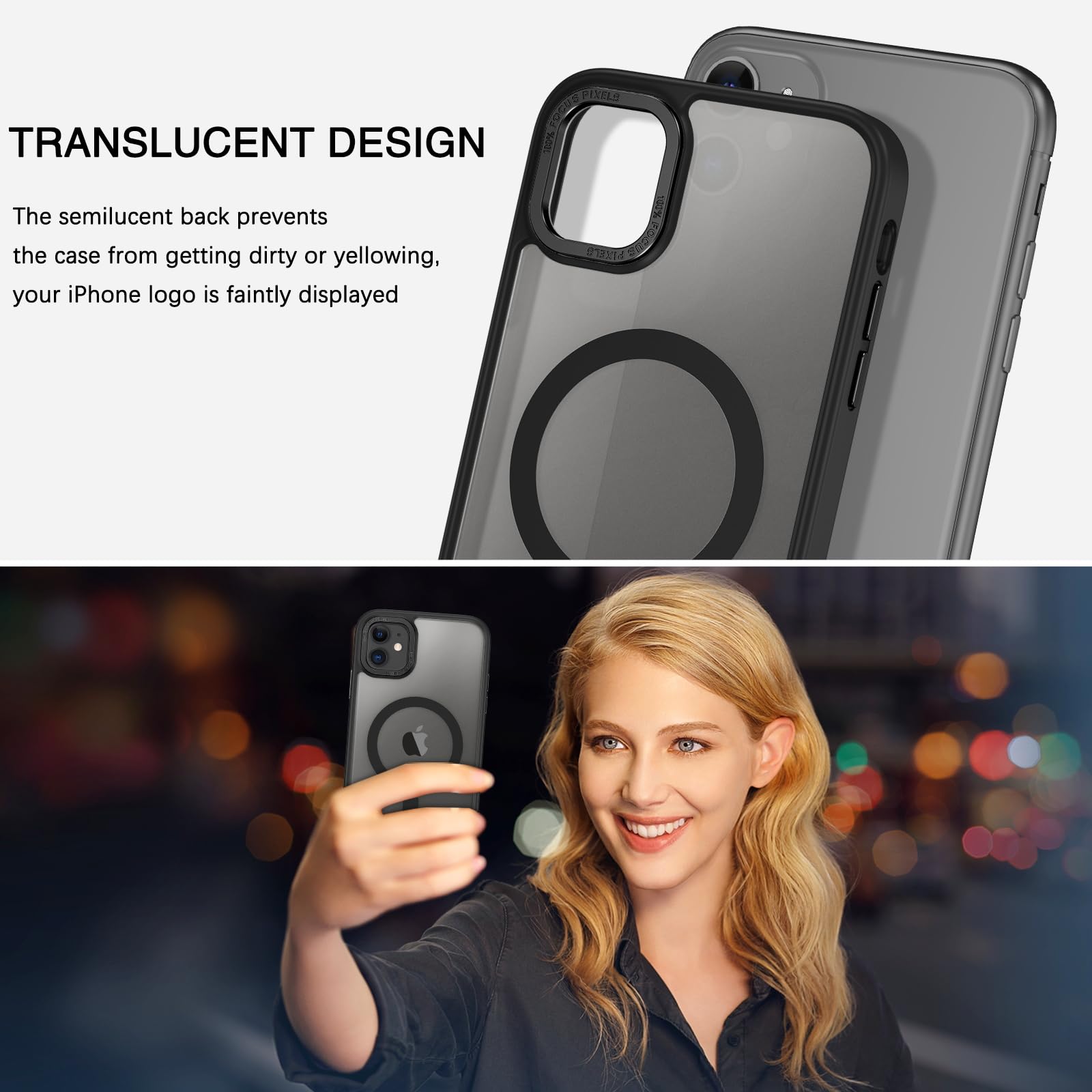 BENTOBEN iPhone 11 Phone Case, Phone case iPhone 11 Magnetic Case [Compatible with MagSafe] Translucent Matte Slim Shockproof Anti-Fingerprint Anti-Scratch Protective Cover for iPhone 11 6.1’’ Black