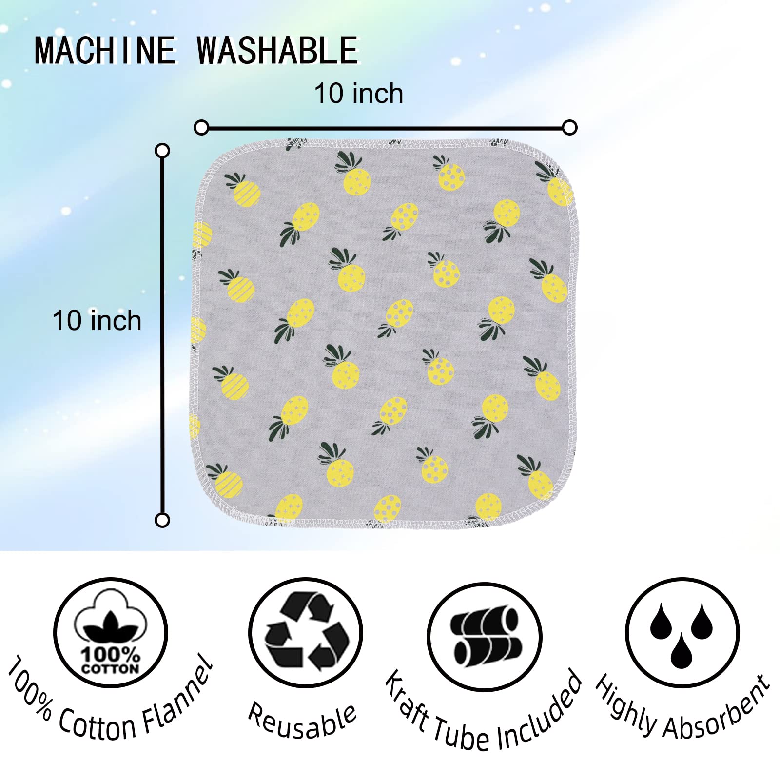 Paperless Towels Roll Washable Cotton Cloth, Reusable Paper Towels - 25 Pack with Durable Cardboard Roll - 10" X 10" Zero Waste Reusable Napkins Eco Friendly