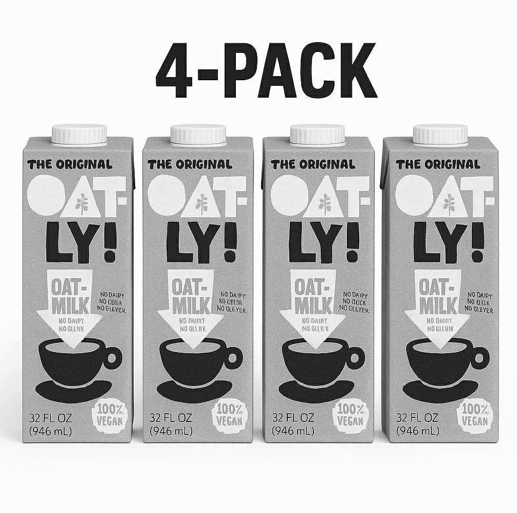 Oatly Original Barista, 4 Pack, 32 fl oz, Coffee Rx Barista Edition Packaged, Packaging Will Vary