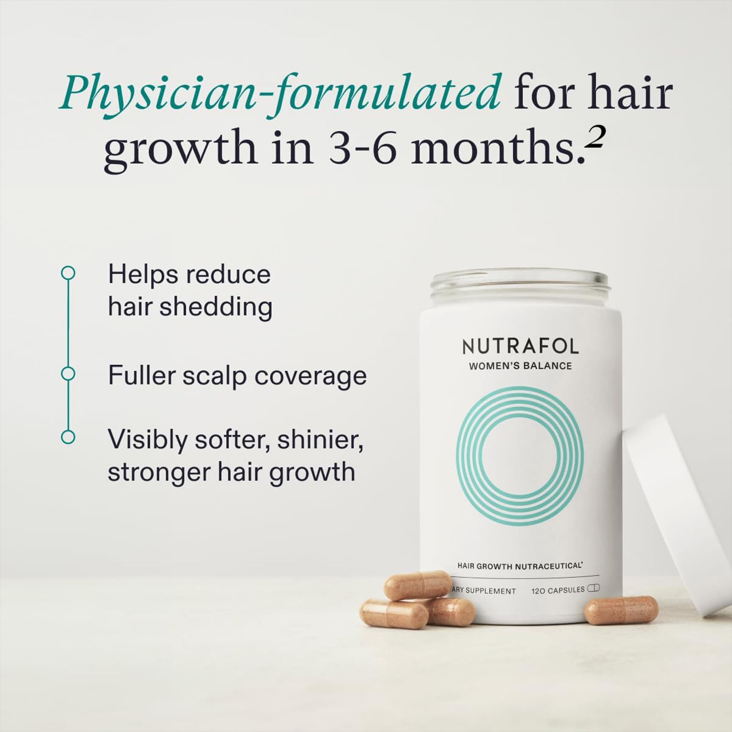 Nutrafol Women's Balance Hair Growth Supplements, Ages 45 and Up, Clinically Proven for Visibly Thicker Hair and Scalp Coverage in 3-6 Months, Dermatologist Recommended - 1 Month Supply Refill Pouch