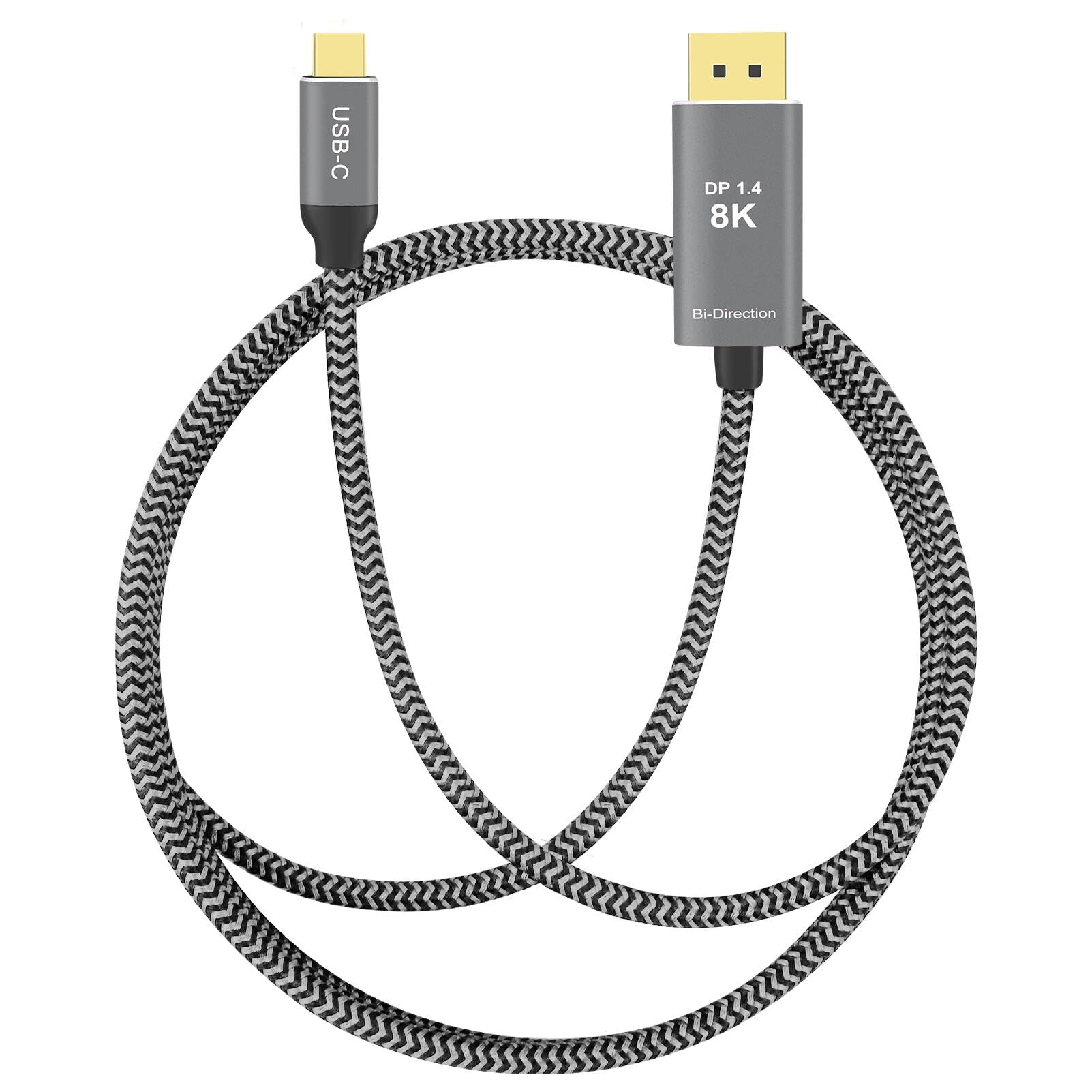 PAKLIMCN 32.4Gbps USB C to DisplayPort 8K Cable Bidirectional DisplayPort to USB C Cable 6 ft Support 4K 144Hz/2K 240Hz (Thunderbolt 4 to DisplayPort 1.4,) Braided- Works with iPhone 15 MacBook XPS