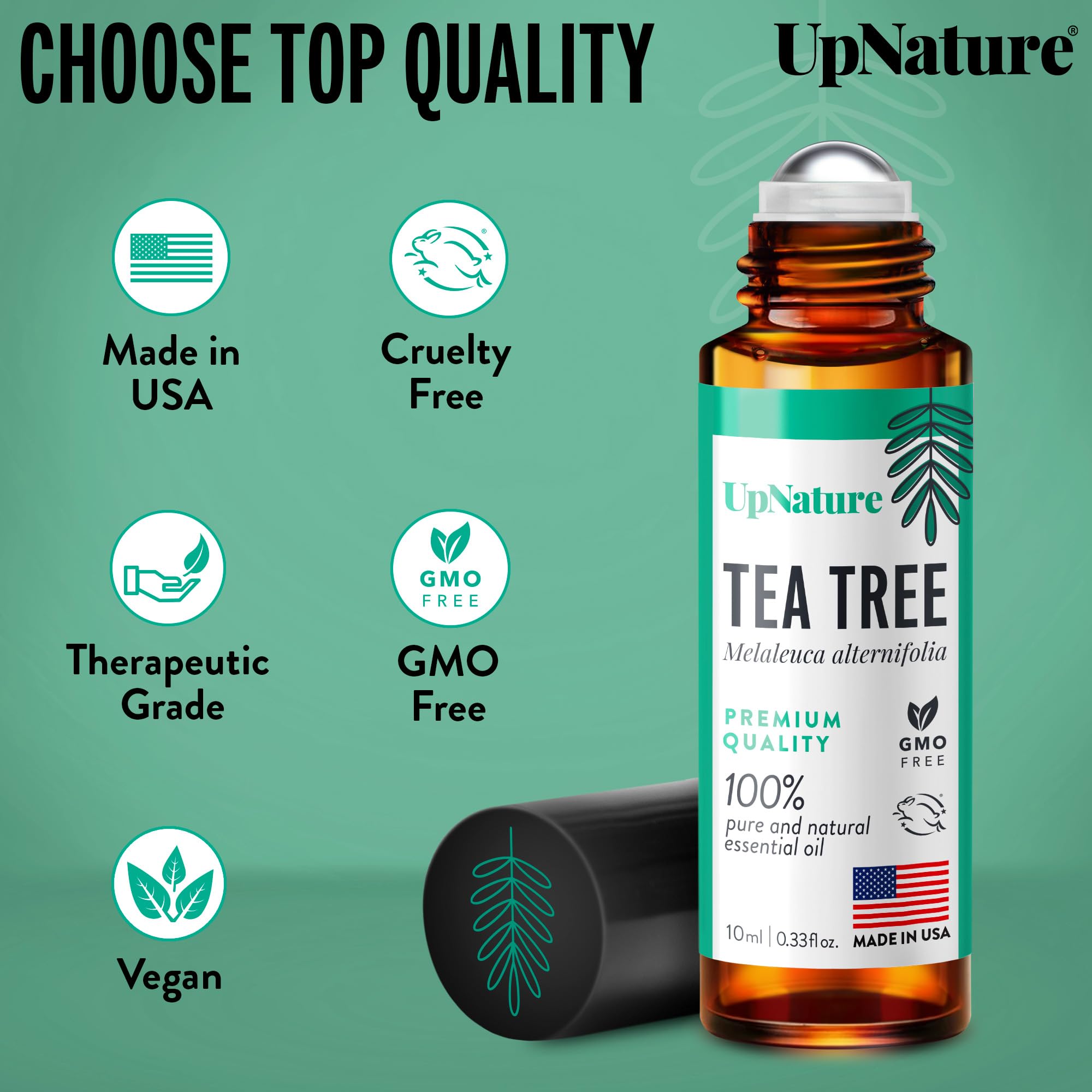 UpNature Tea Tree Essential Oil Roll On - 100% Natural Tea Tree Oil for Skin