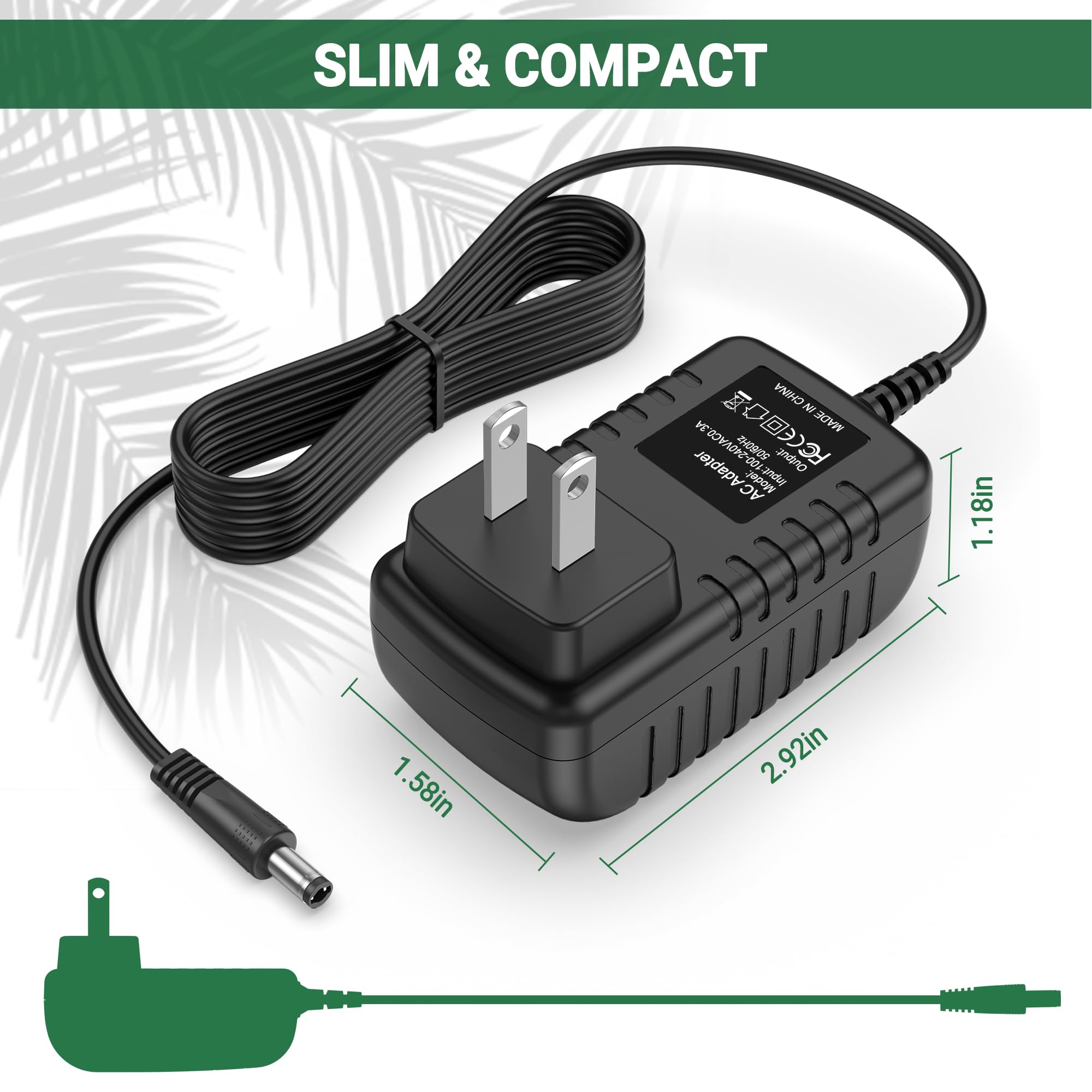 WITOMAERN Wall AC Adapter Power Cord Compatible with RESTECK, Vellax, Medcursor, Mirakel, InvoSpa Shiatsu Back Shoulder and Neck Massager Charger Power Supply 12V Only Compatible with 12V Massager
