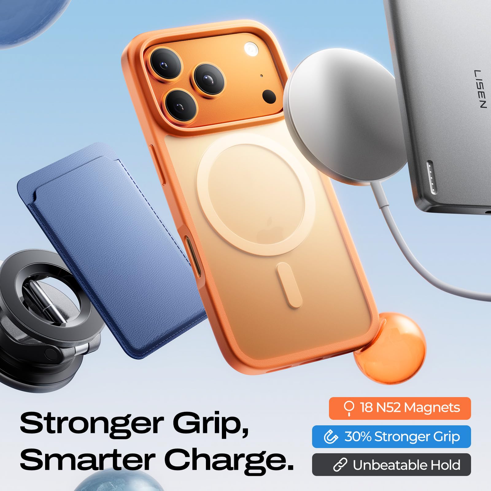 LISEN 3 in 1 Shockproof for iPhone 17 Pro Case [2025 Upgrade] (Compatible with Magsafe & Shockproof Military-Grade Protection) Magnetic i Phone Cover for 17pro, 3-Color Set Multicolor