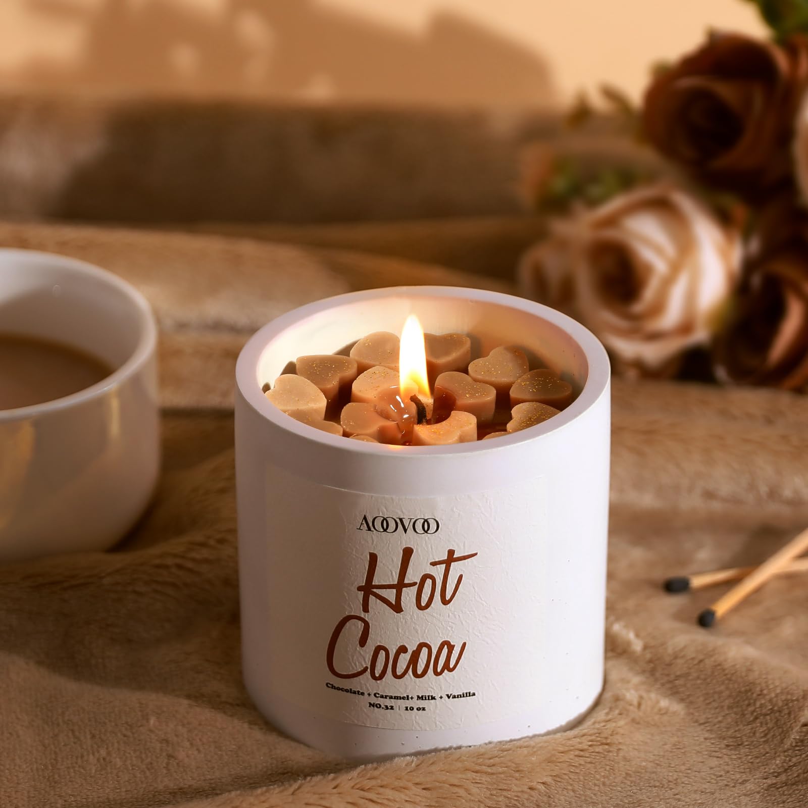 Hot Coco Candle - Winter Candles, Christmas Candle, Scented Candles, Soy Candles for Home, 10 oz Seasonal Handmade Candle