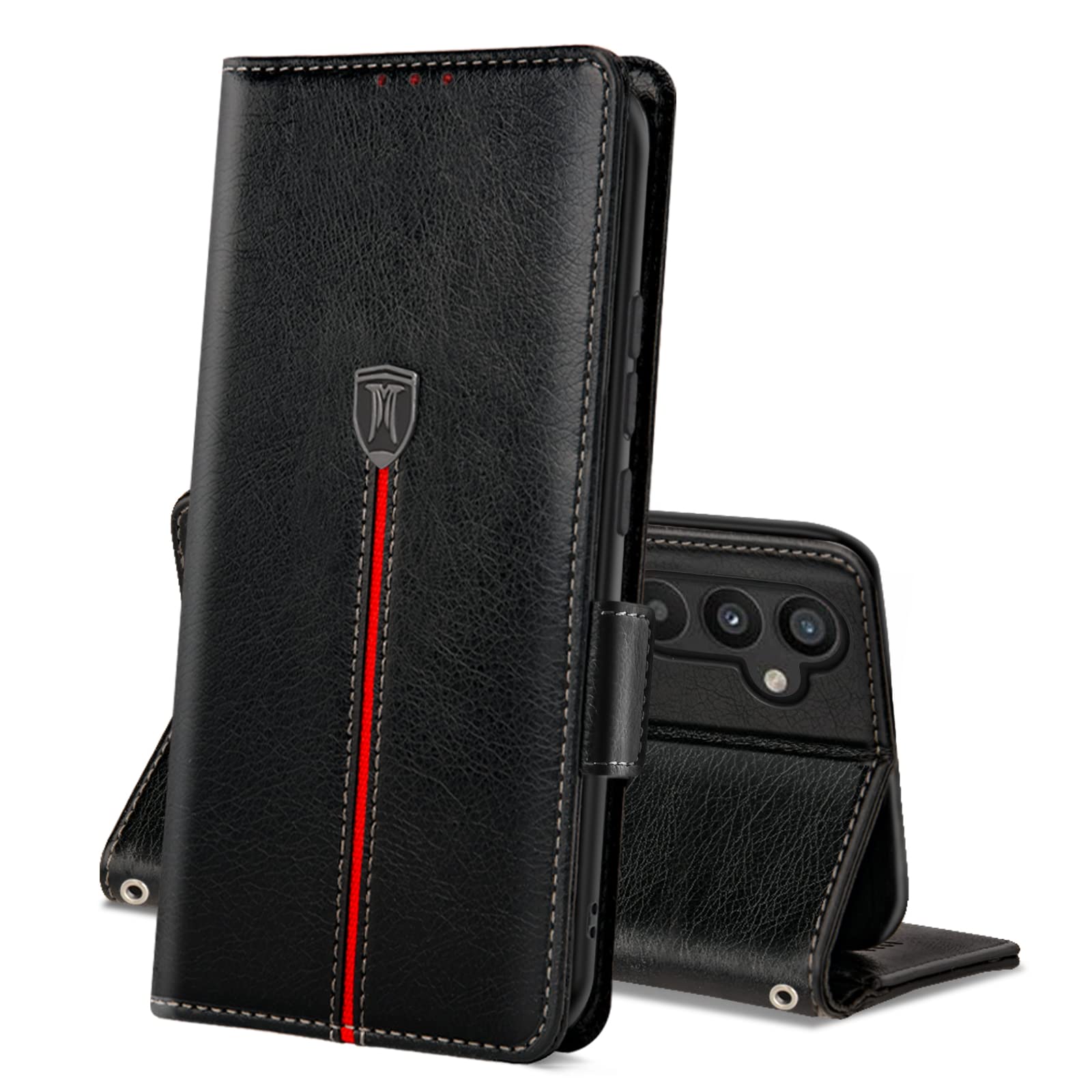 for Samsung Galaxy A34 5G Case, Magnetic Leather Card Slots Galaxy A34 5G Wallet Phone Case, Flip Silicone TPU Bumper Protective Cover with Kickstand, Shockproof Folio Book Case for Samsung A34 Black