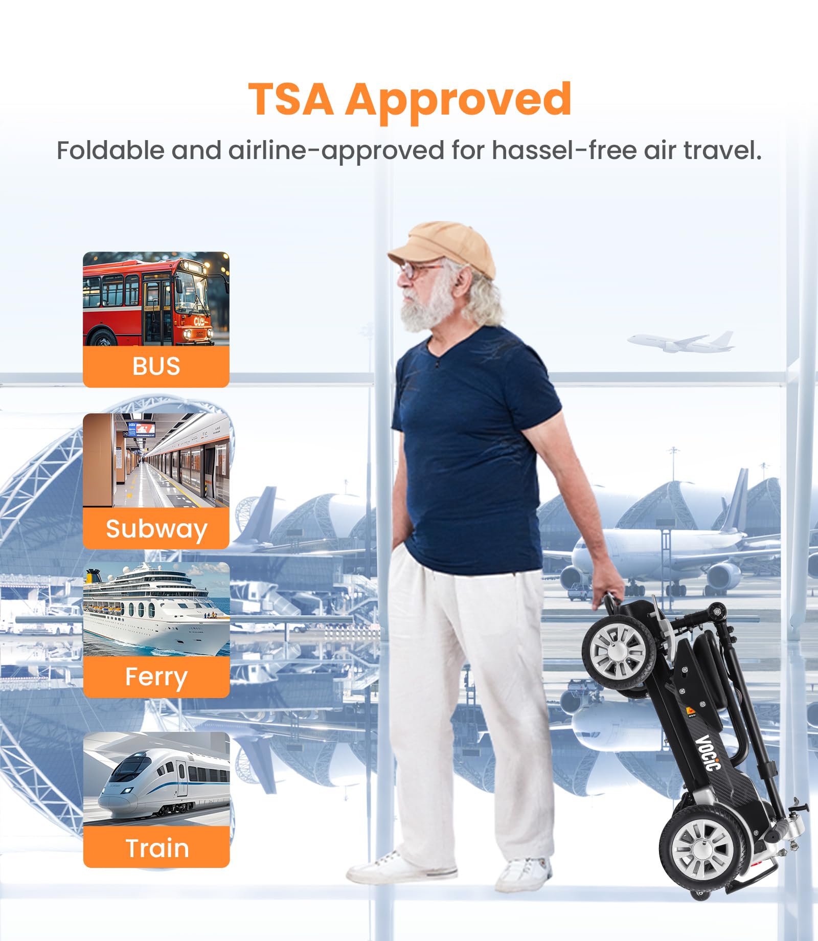 VOCIC Mobility-Scooter-Carbon-Fiber, Mobility Scooters for Seniors Adults, Folding Powered Mobility Scooter, TSA Approved Electric Mobility Scooter with Seat, Foldable Electric Wheelchair, 4 Wheel