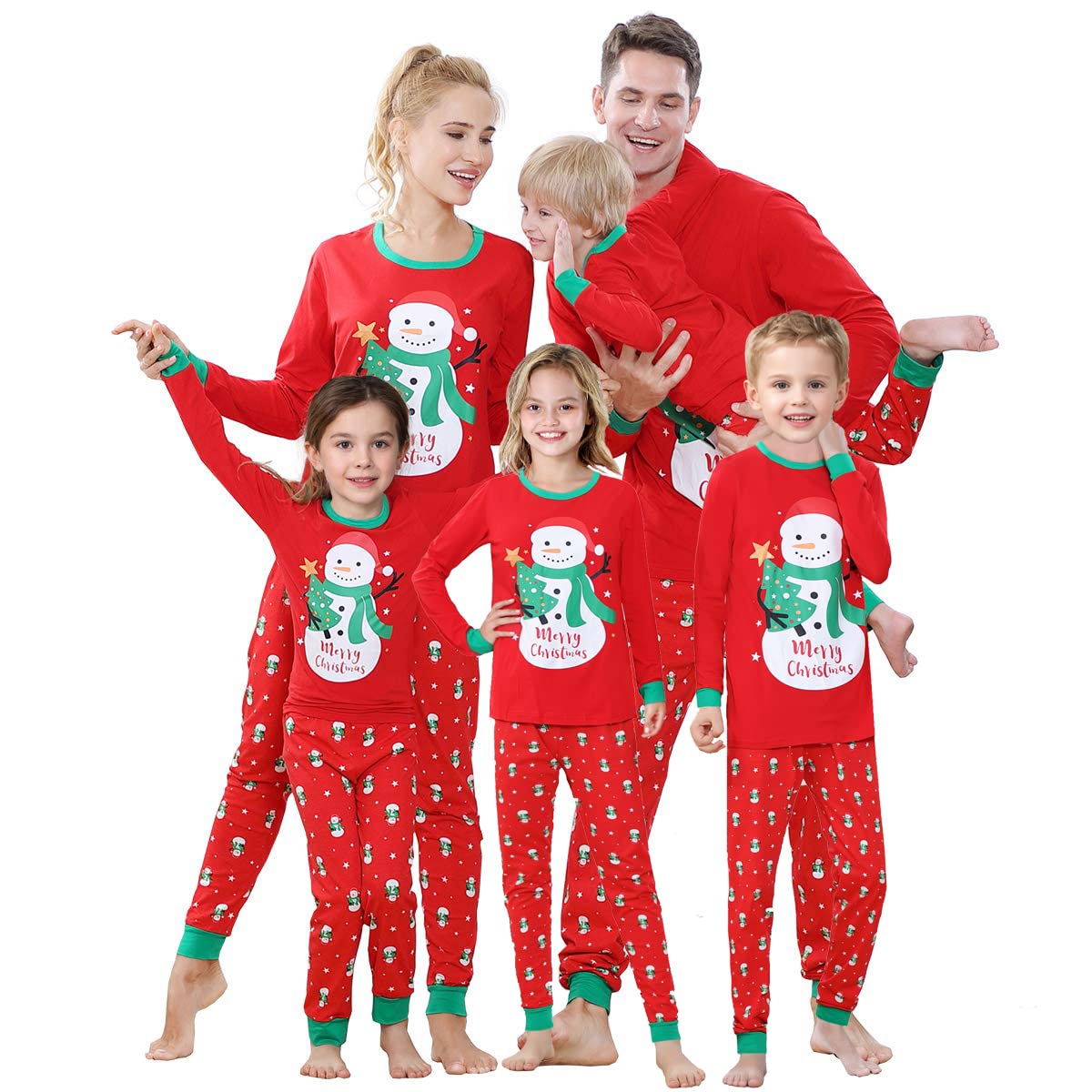 Joyond Kid Boys Girls 2 Piece Family Matching, Festive Christmas Pajama Sets, Cotton, Snowman, 12Years