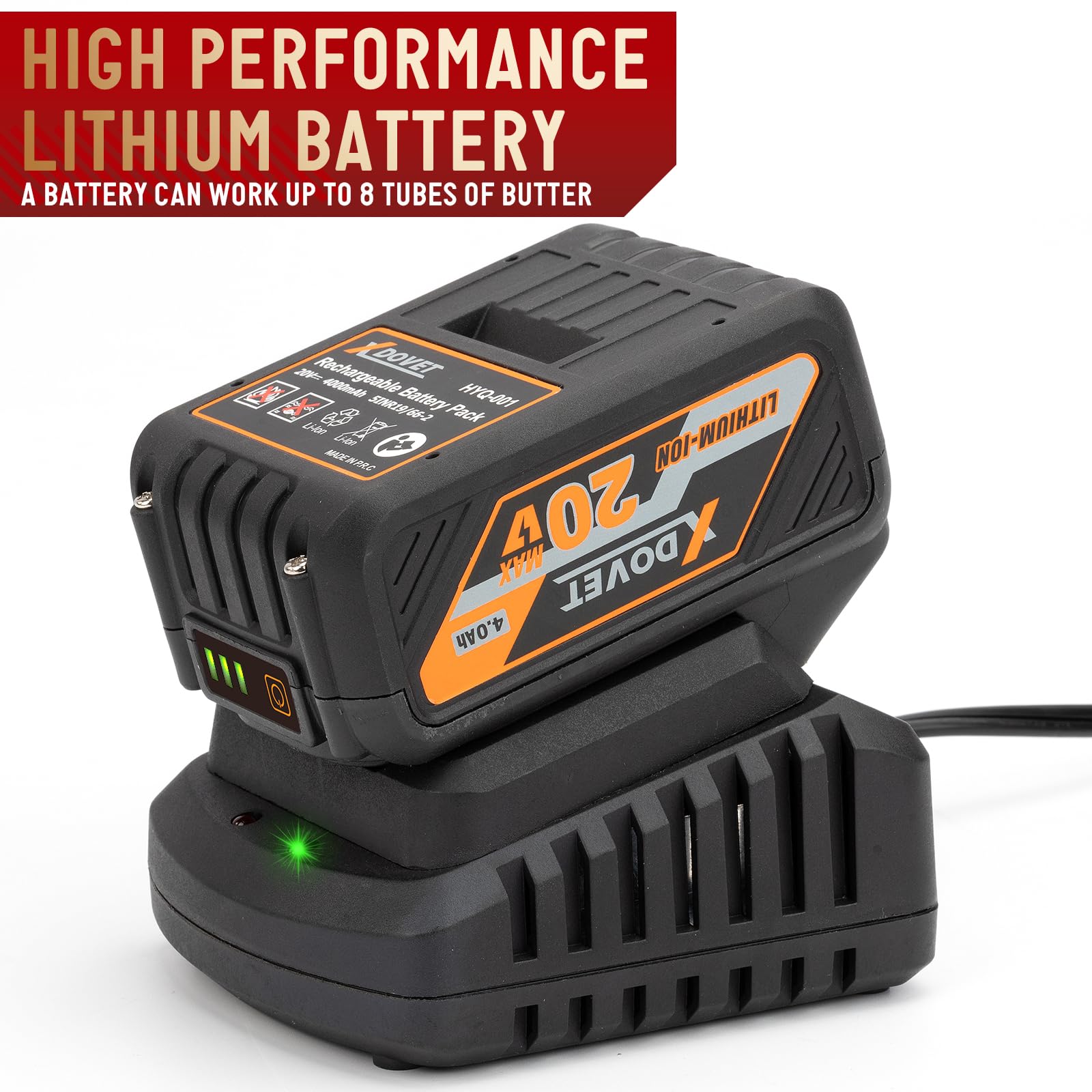 XDOVET Cordless Grease Gun Battery Powered 18V Professional Electric Grease Gun Kit with 10000 PSI Maximum Grease Capacity 14 OZ with 30-inch Flexible Hose 4 Point Base