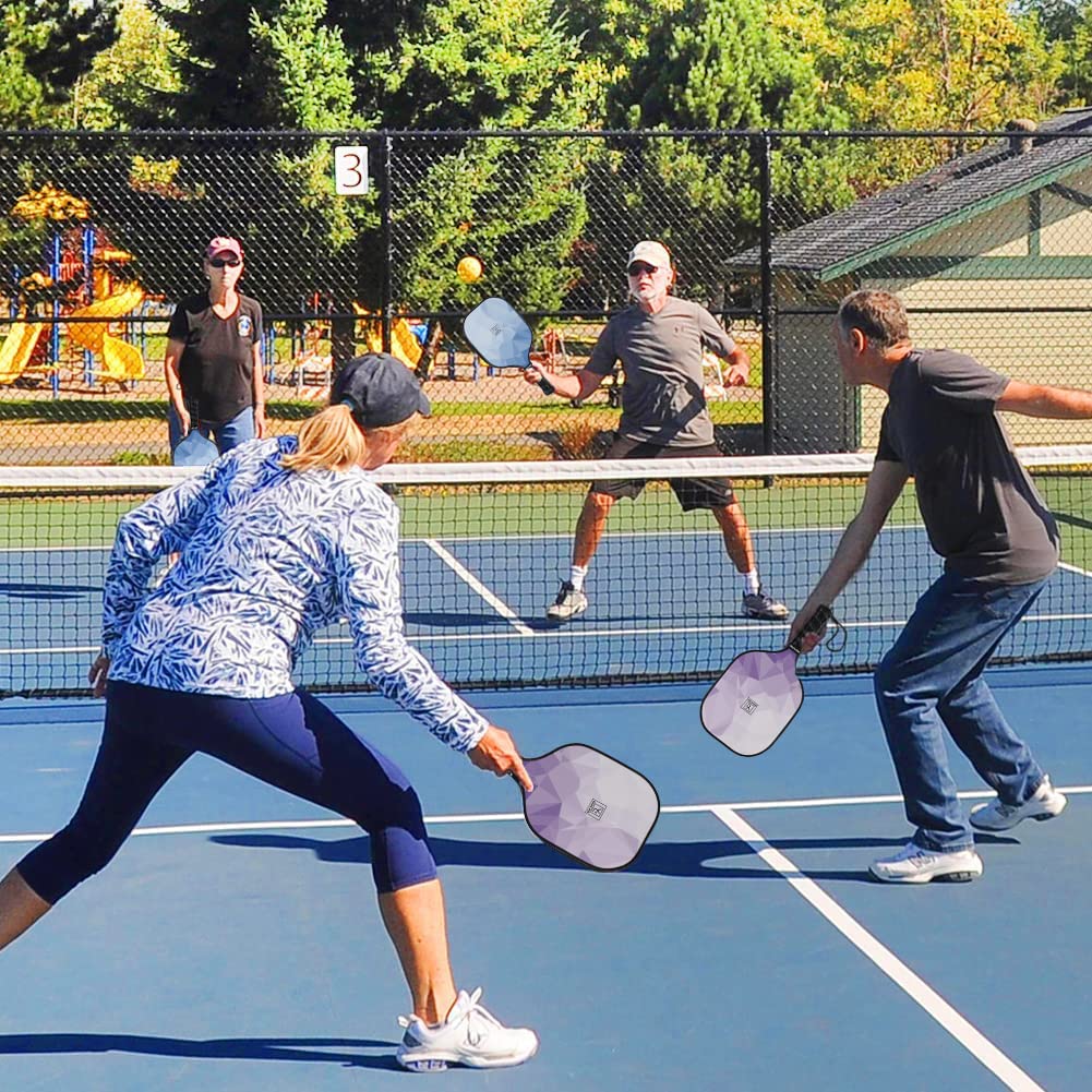 Pickleball Paddles Set of 4, USAPA Approved, Fiberglass Surface (CHS), Polypropylene Lightweight Honeycomb Core, 3 Outdoor Pickleball, 3 Indoor Pickleball, 4 Replacement Soft Grip, Pickleball Bag