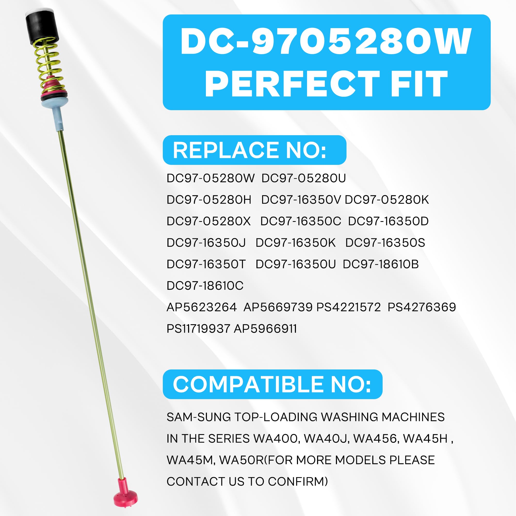 WA50R5200AW/US WA50R5400AV/US WA422PRHDWR/AA WA45N3050AW/A4 WA45T3200AW/A4 DC97-05280W Washer Suspension Rods for Samsung Washer WA40J3000AW/AA WA50T5300AC/US by TOMOON