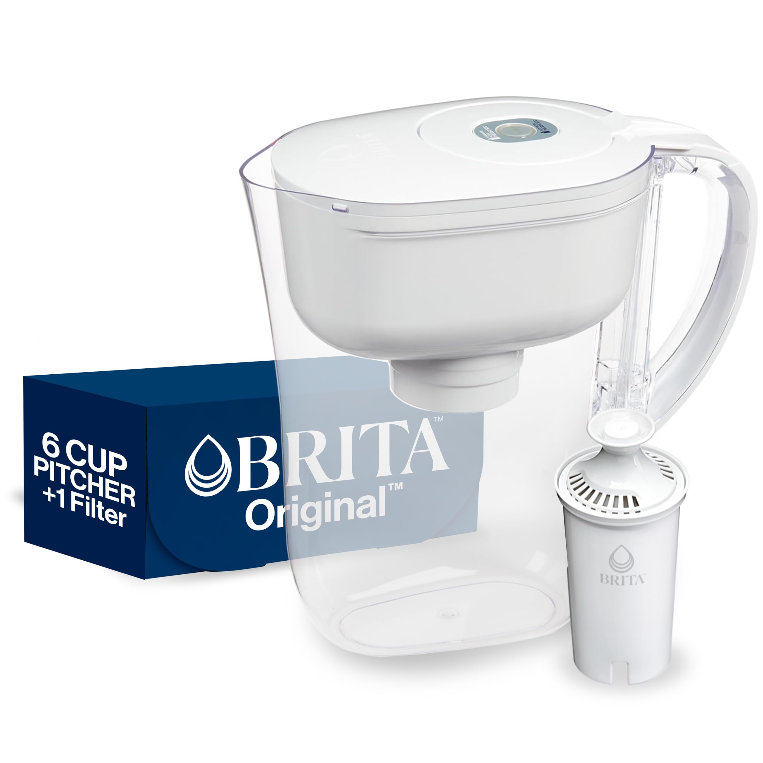 Brita Metro Water Filter Pitcher with SmartLight Filter Change Indicator, BPA-Free, Replaces 1,800 Plastic Water Bottles a Year, Lasts Two Months, Includes 1 Filter, Small - 6-Cup Capacity, White