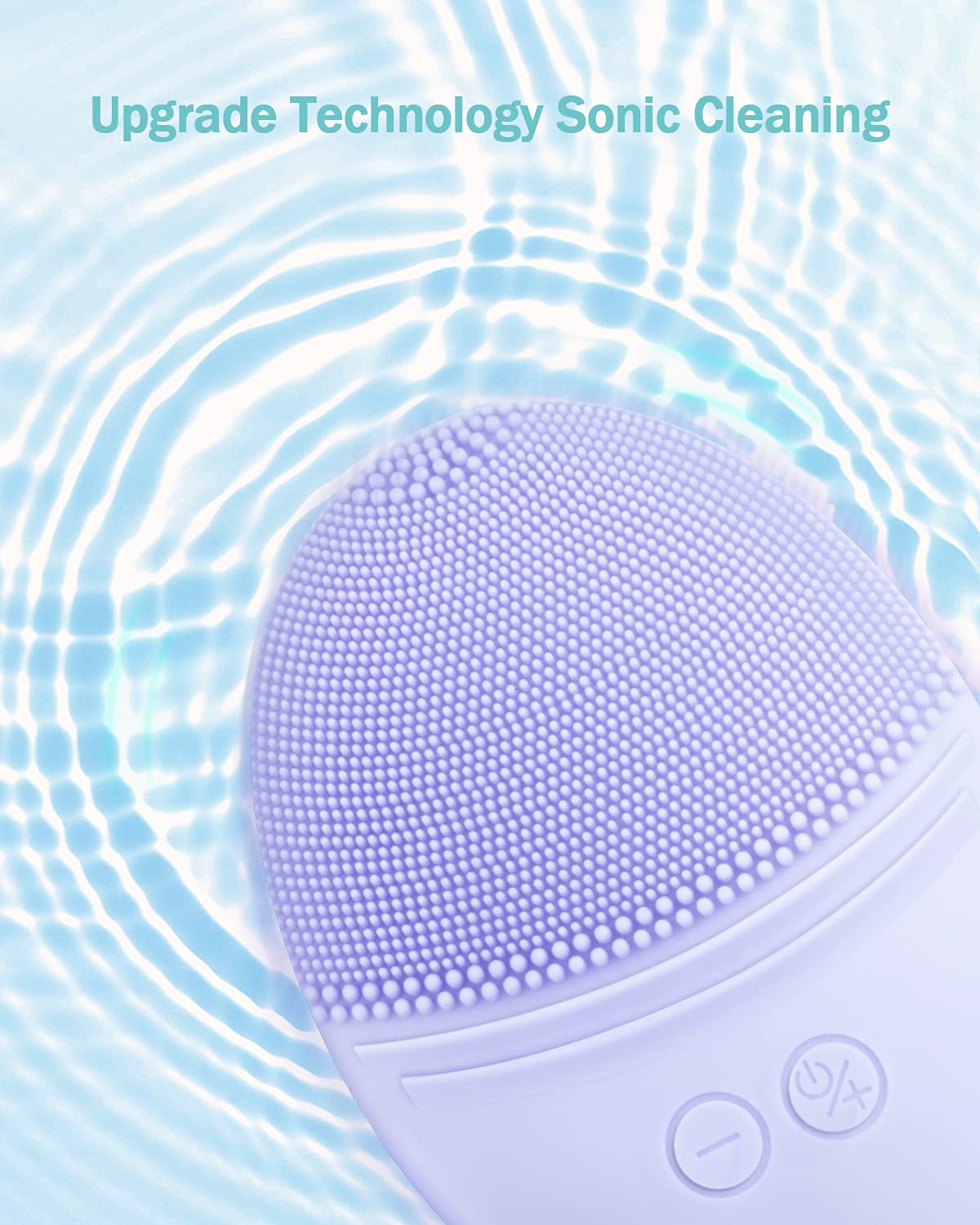 EZBASICS Facial Cleansing Brush Made with Ultra Hygienic Soft Silicone, Waterproof Sonic Vibrating Face Brush for Deep Cleansing, Gentle Massaging, Inductive Charging (Violet)1 Pack+5 Speed Settings