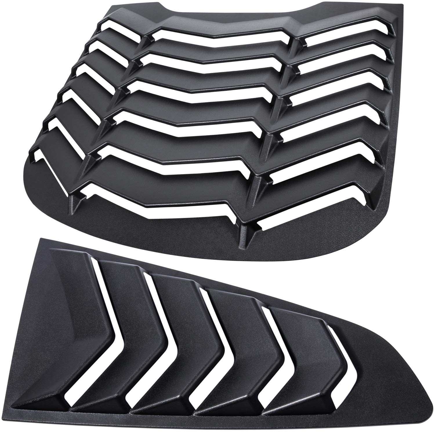 E-cowlboy Rear+Side Window Louvers for Ford Mustang 2015 2016 2017 2018 2019 2020 2021 2022 2023 Windshield Sun Shade Cover Vent GT Lambo Style Exterior Accessories All Weather ABS (Matte Black)